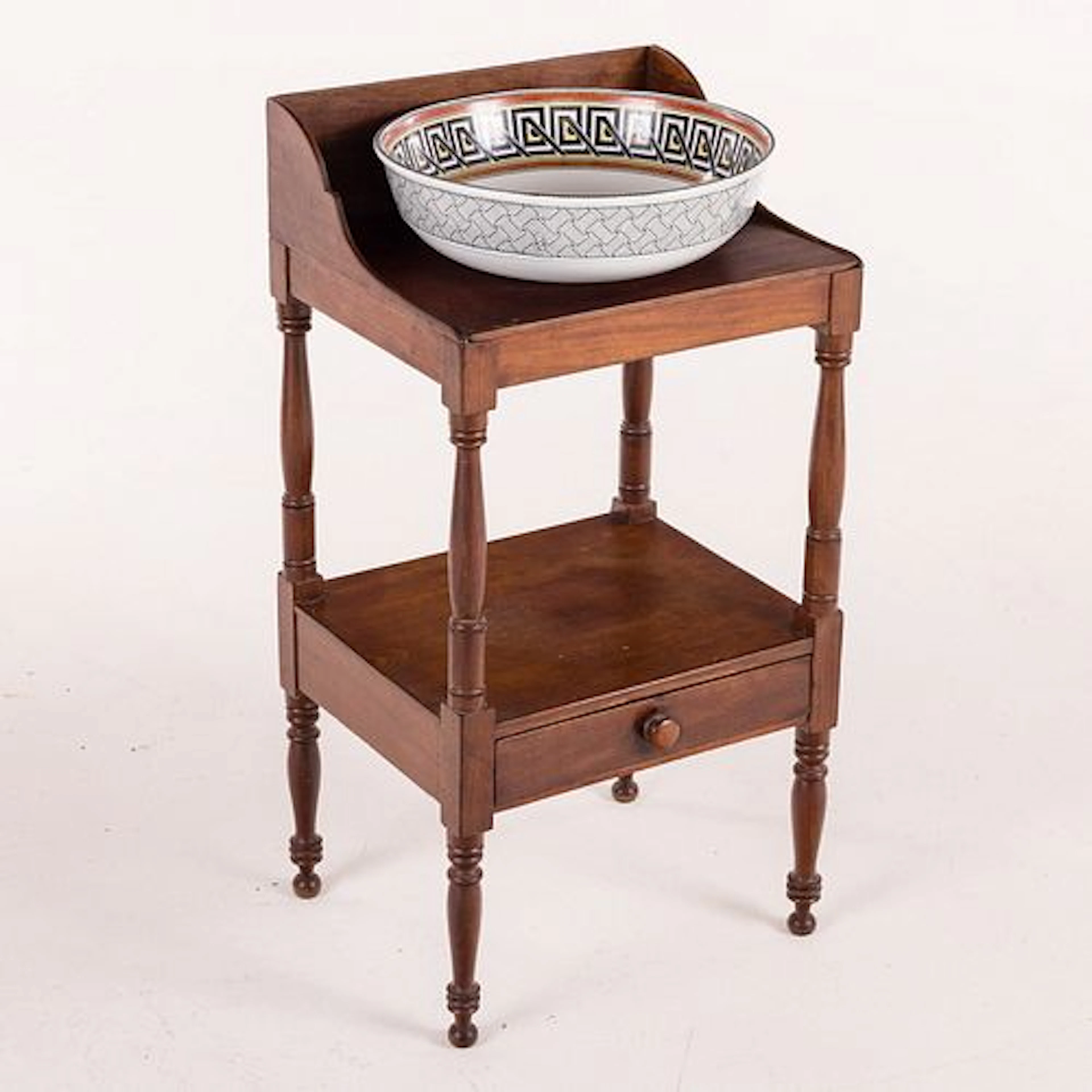 Federal Washstand with Ceramic Wash Bowl, 19th C