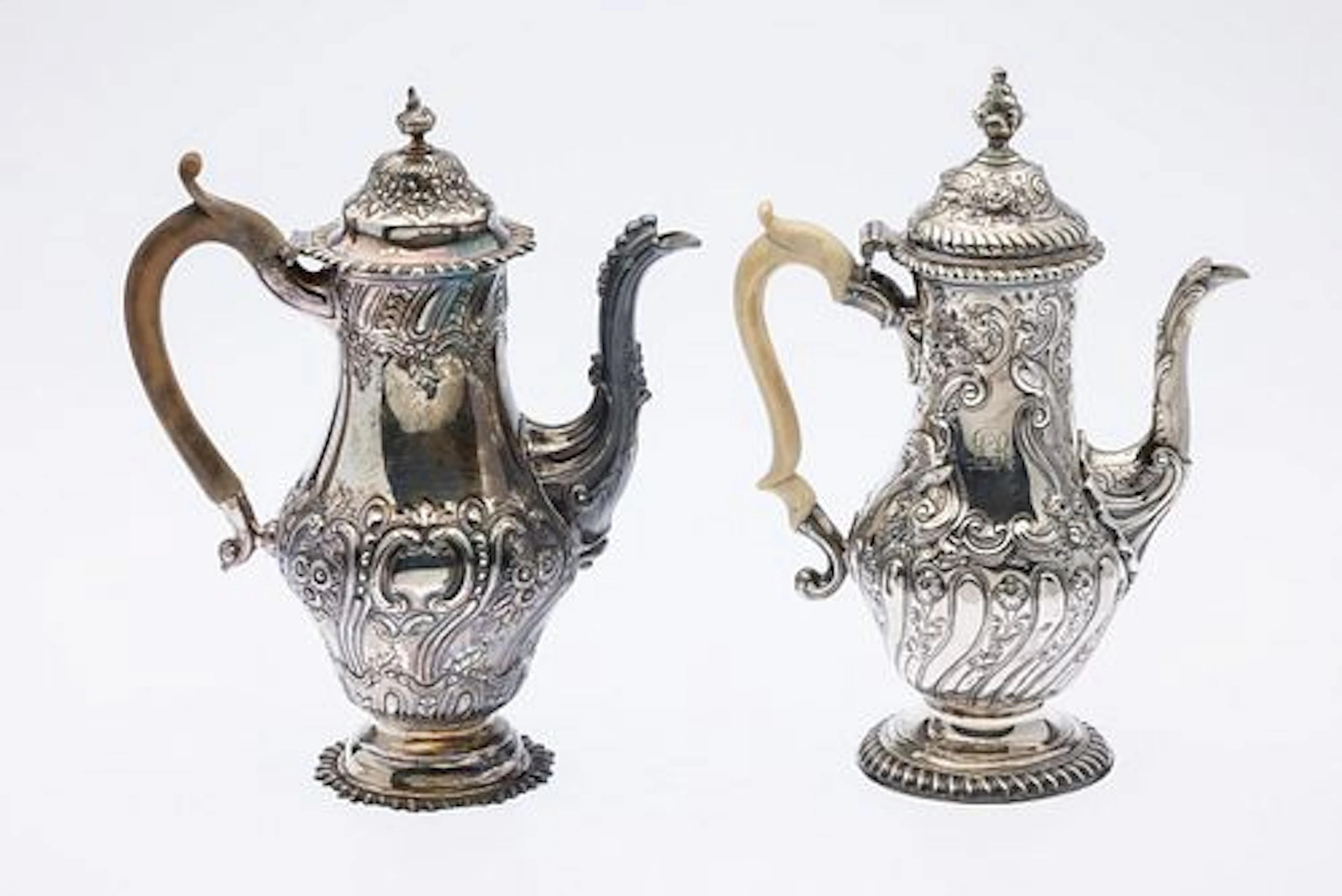 Two George III Sterling Silver Coffee Pots, 18th C