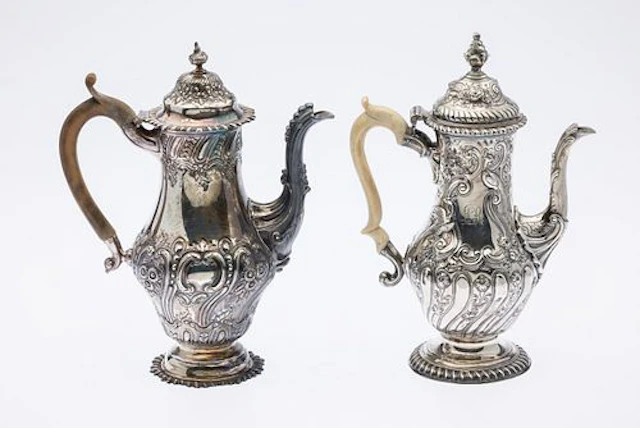 Two George III Sterling Silver Coffee Pots, 18th C