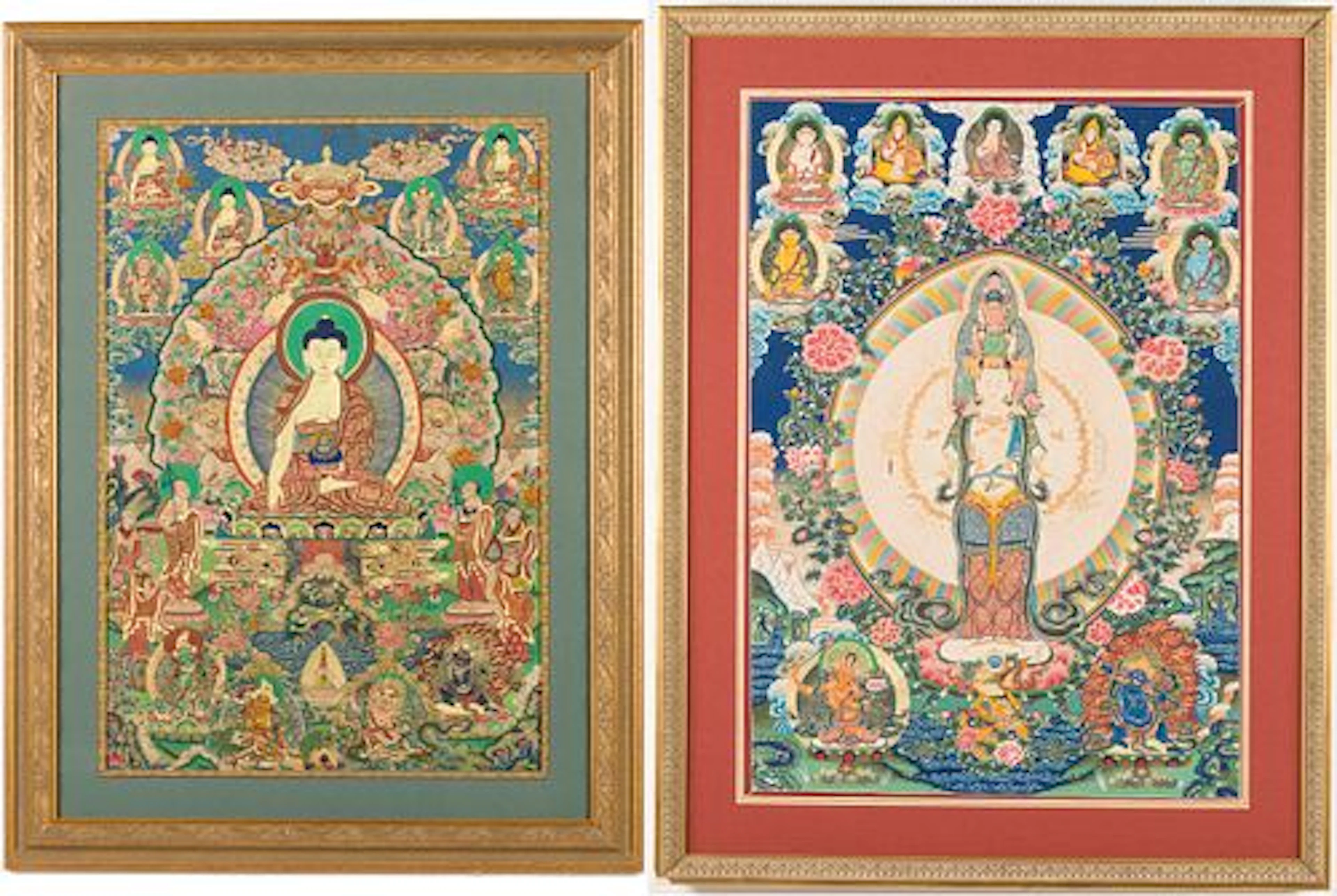 Two Framed Tibetan Thangkas