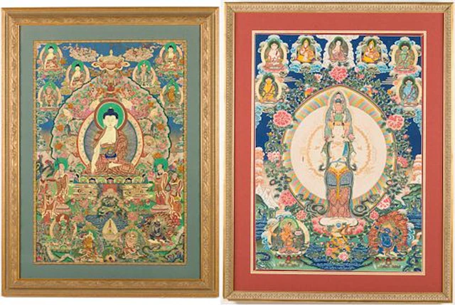 Two Framed Tibetan Thangkas