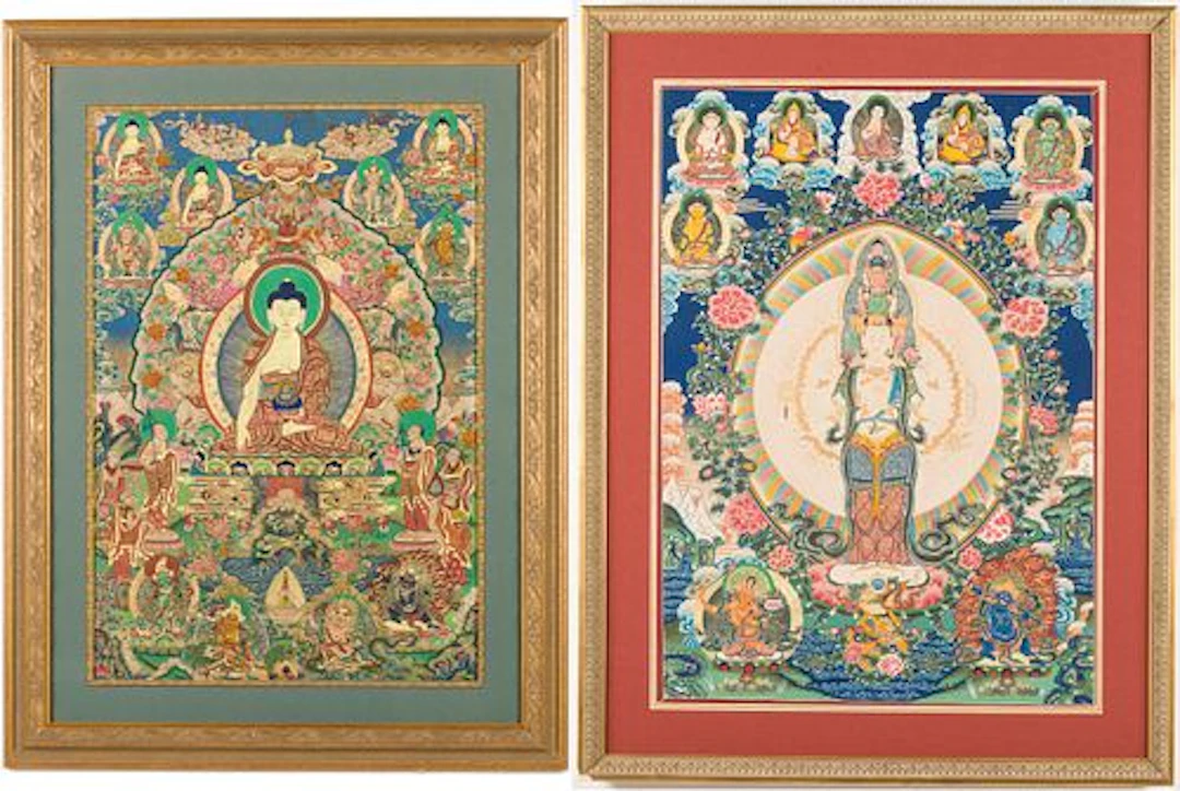 Two Framed Tibetan Thangkas