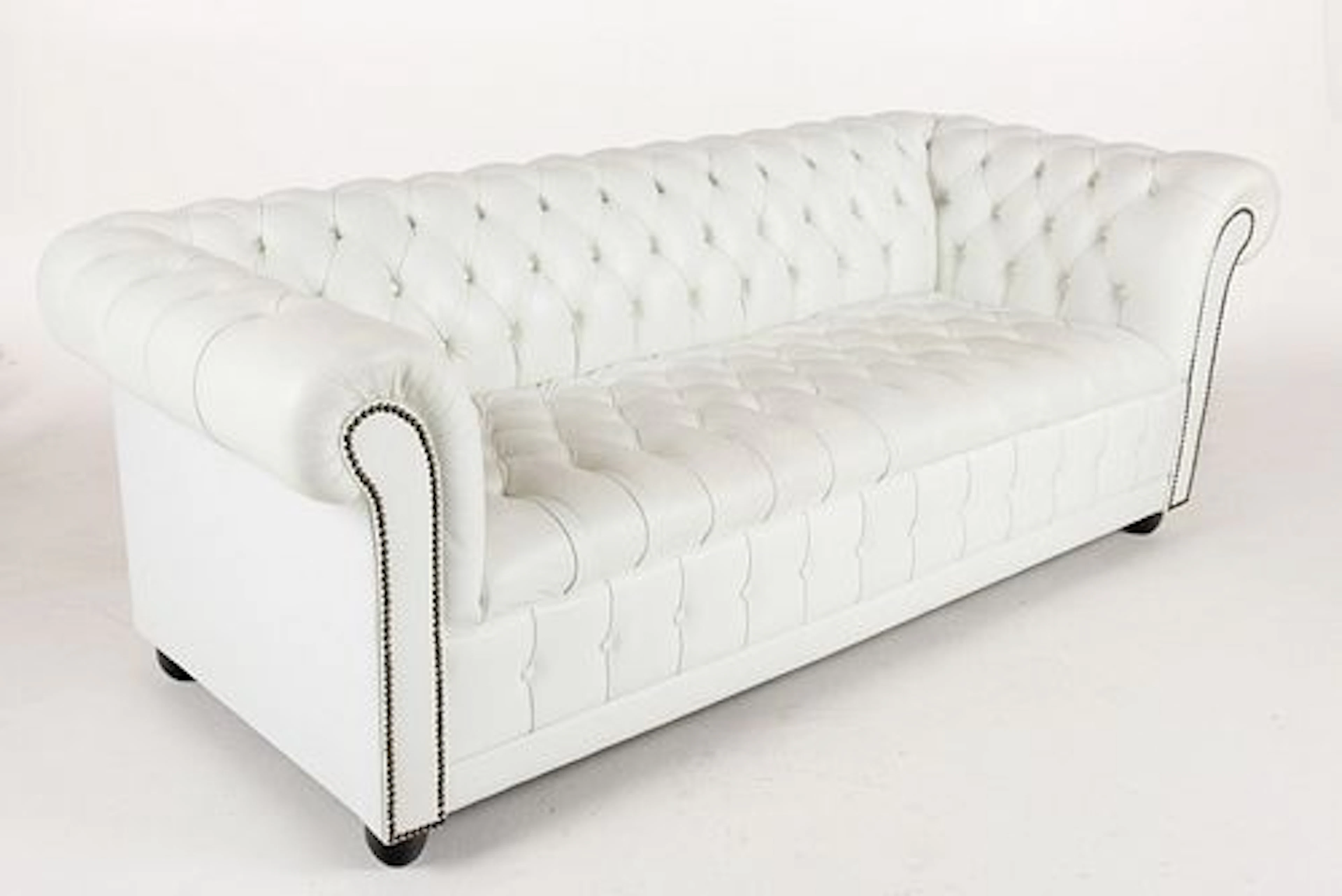 White Leather Chesterfield Sofa