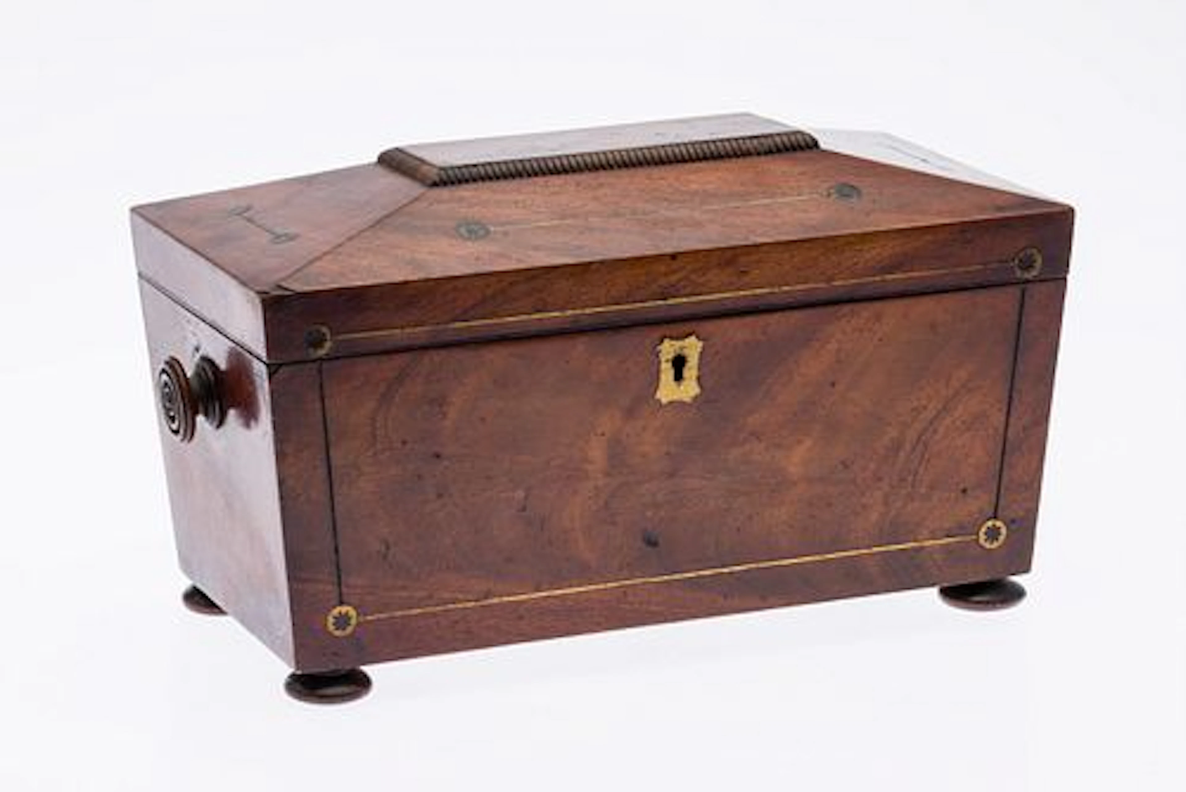 English Mahogany Tea Caddy, 19th C
