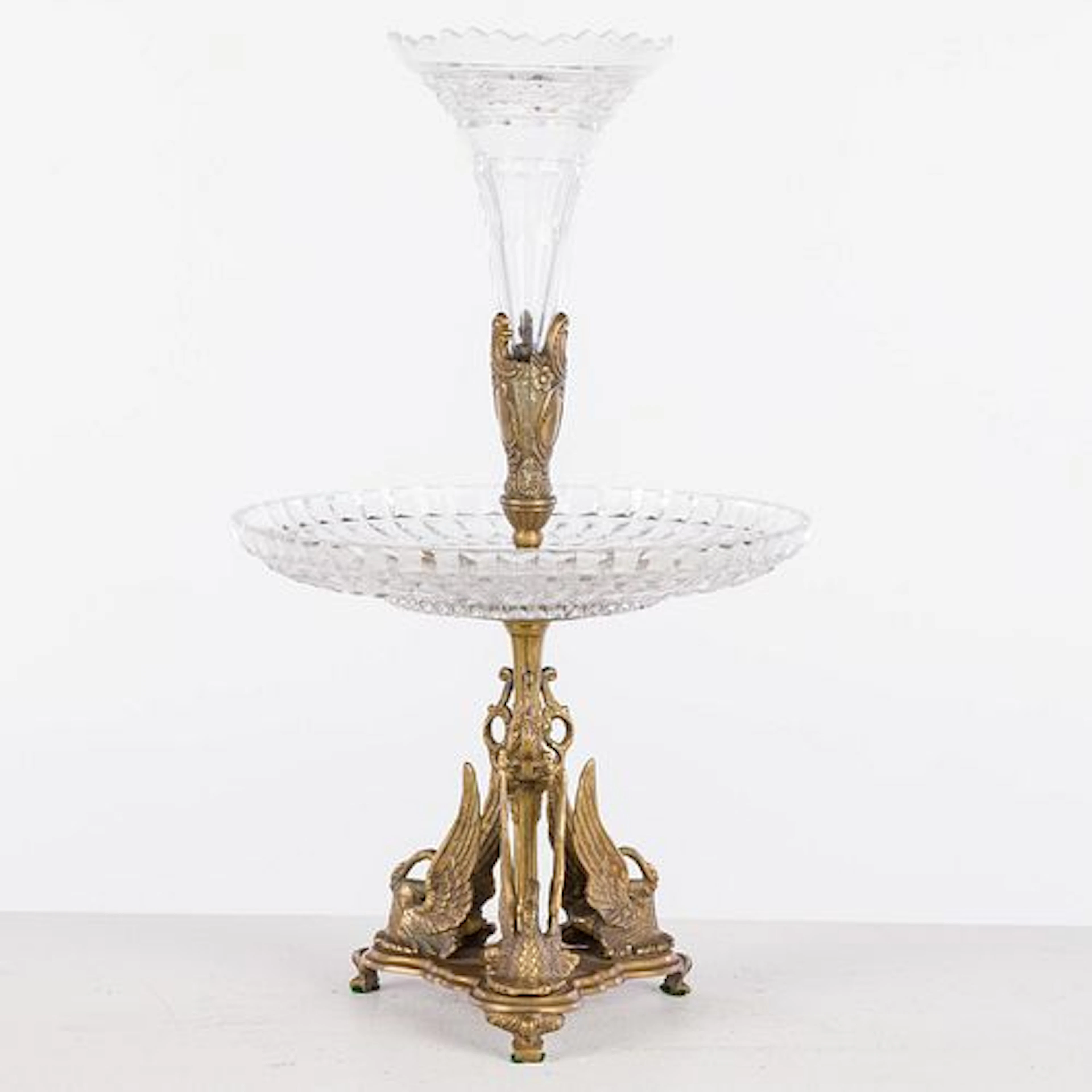 French Gilt Metal and Glass Centerpiece, 19th C
