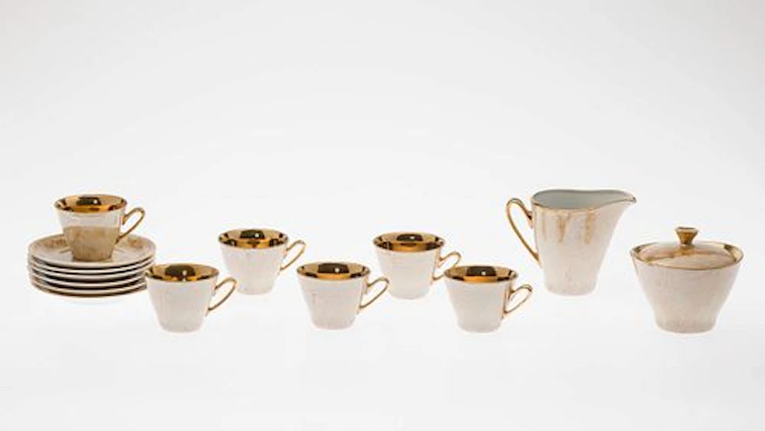 Bronze Lusterware Demitasse Set for 6