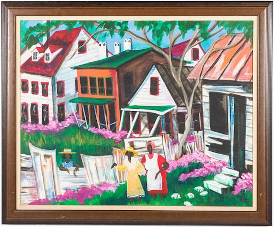 Allen Fireall (GA, 1954-2014) Figures w Houses, O/C