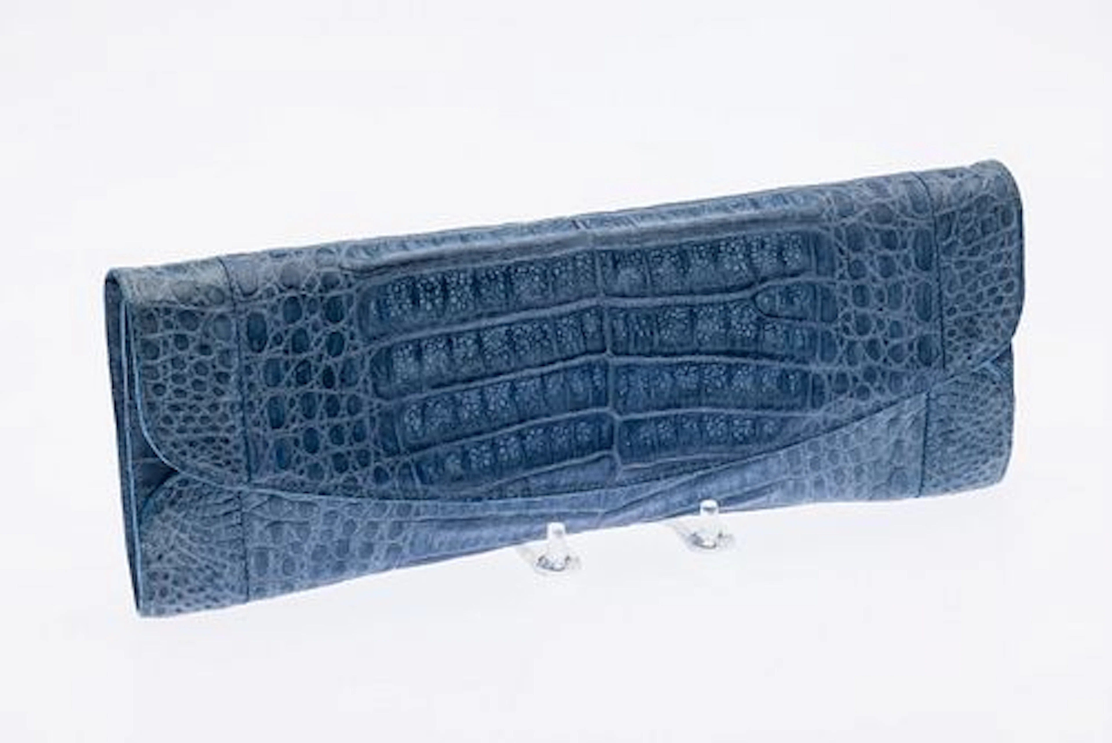 Nancy Gonzalez Blue Crocodile Clutch