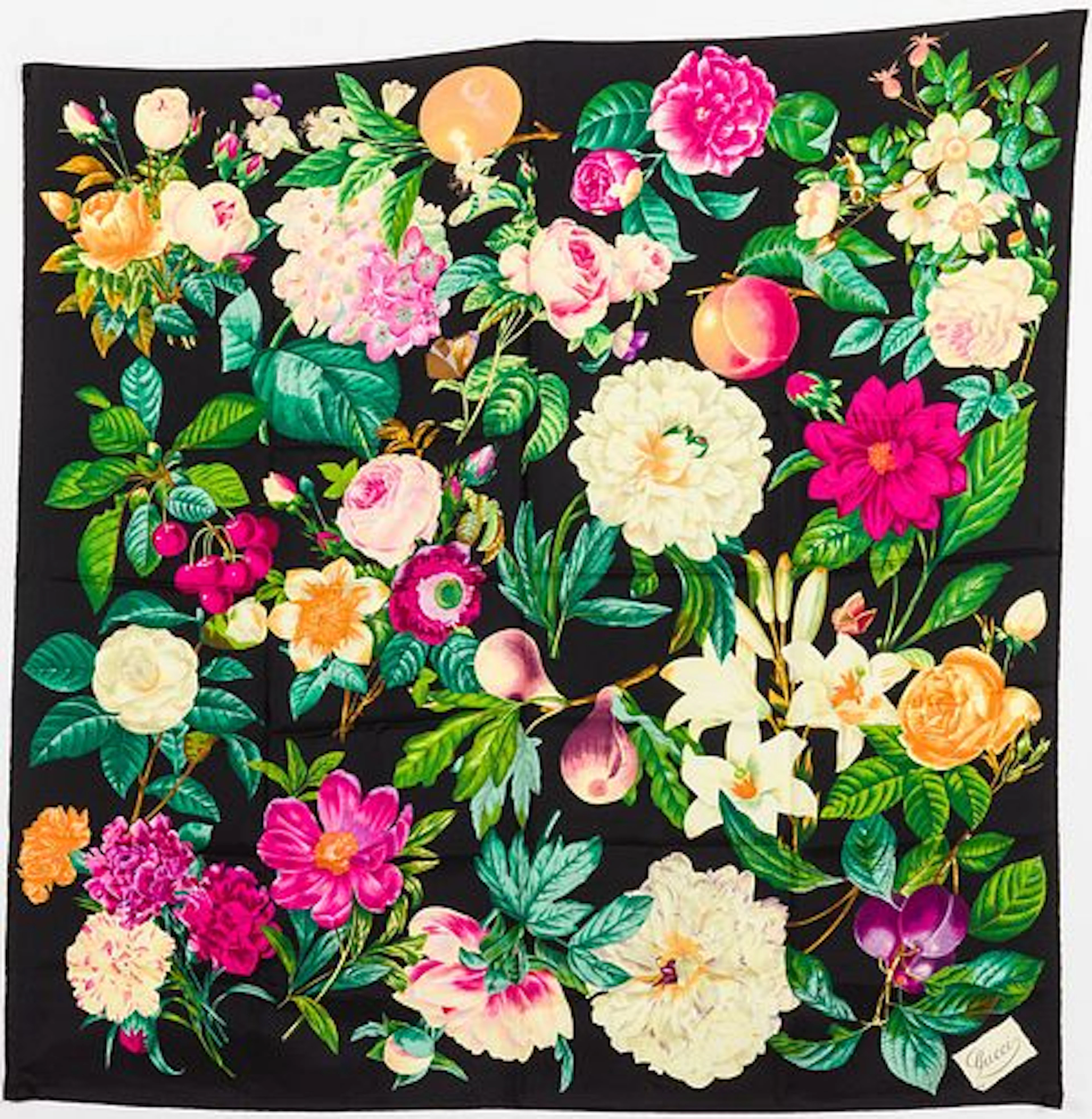 Gucci Botanical Print Silk Scarf