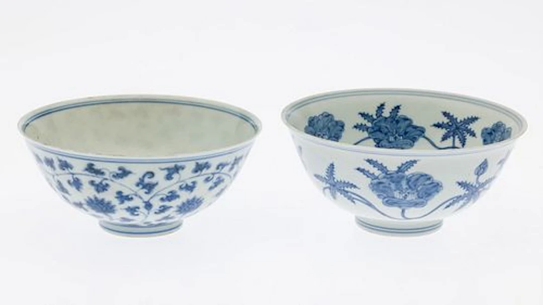 Two Chinese Blue and White Porcelain Bowls