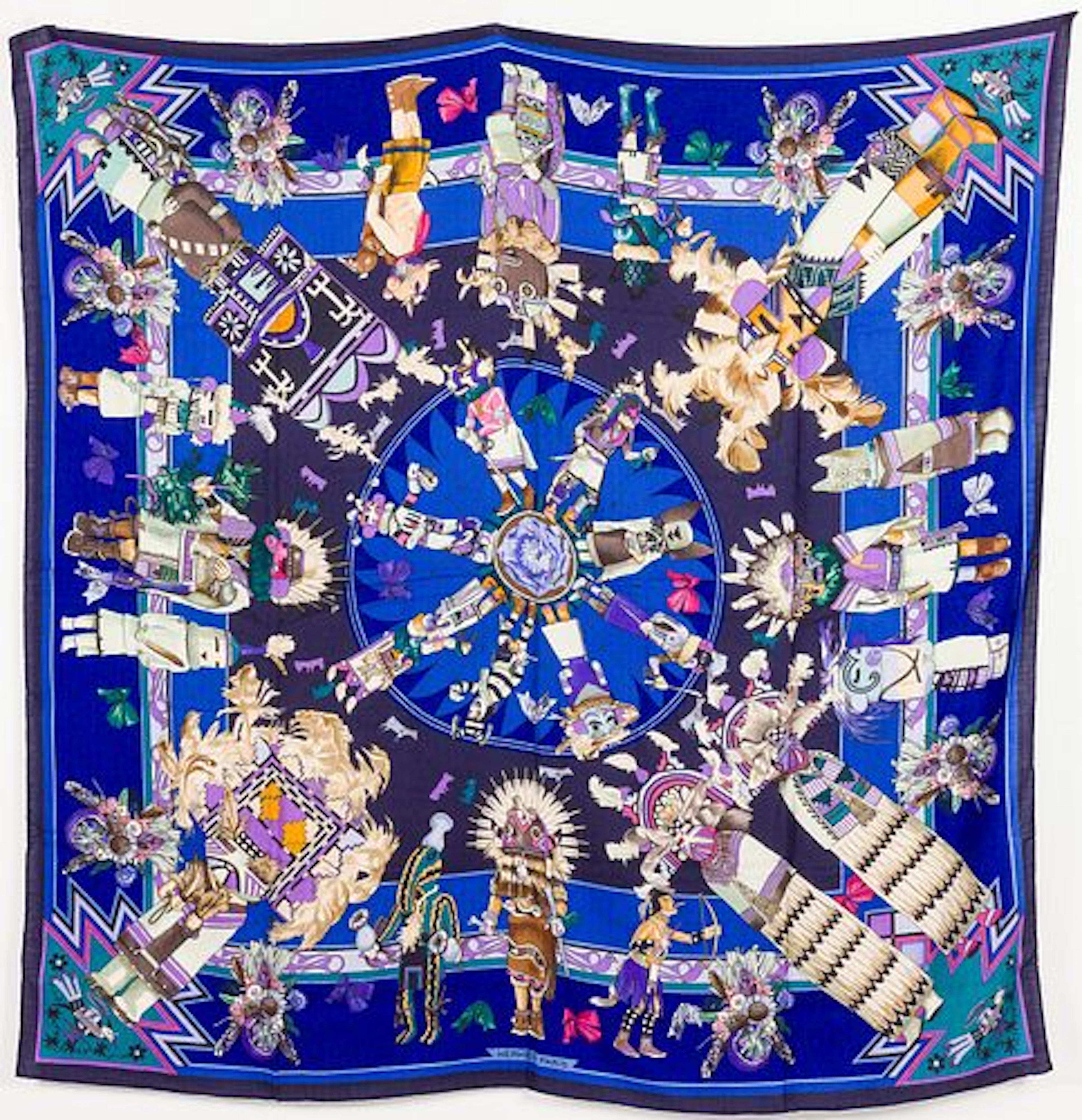 Hermes Kachinas Silk Cashmere Scarf