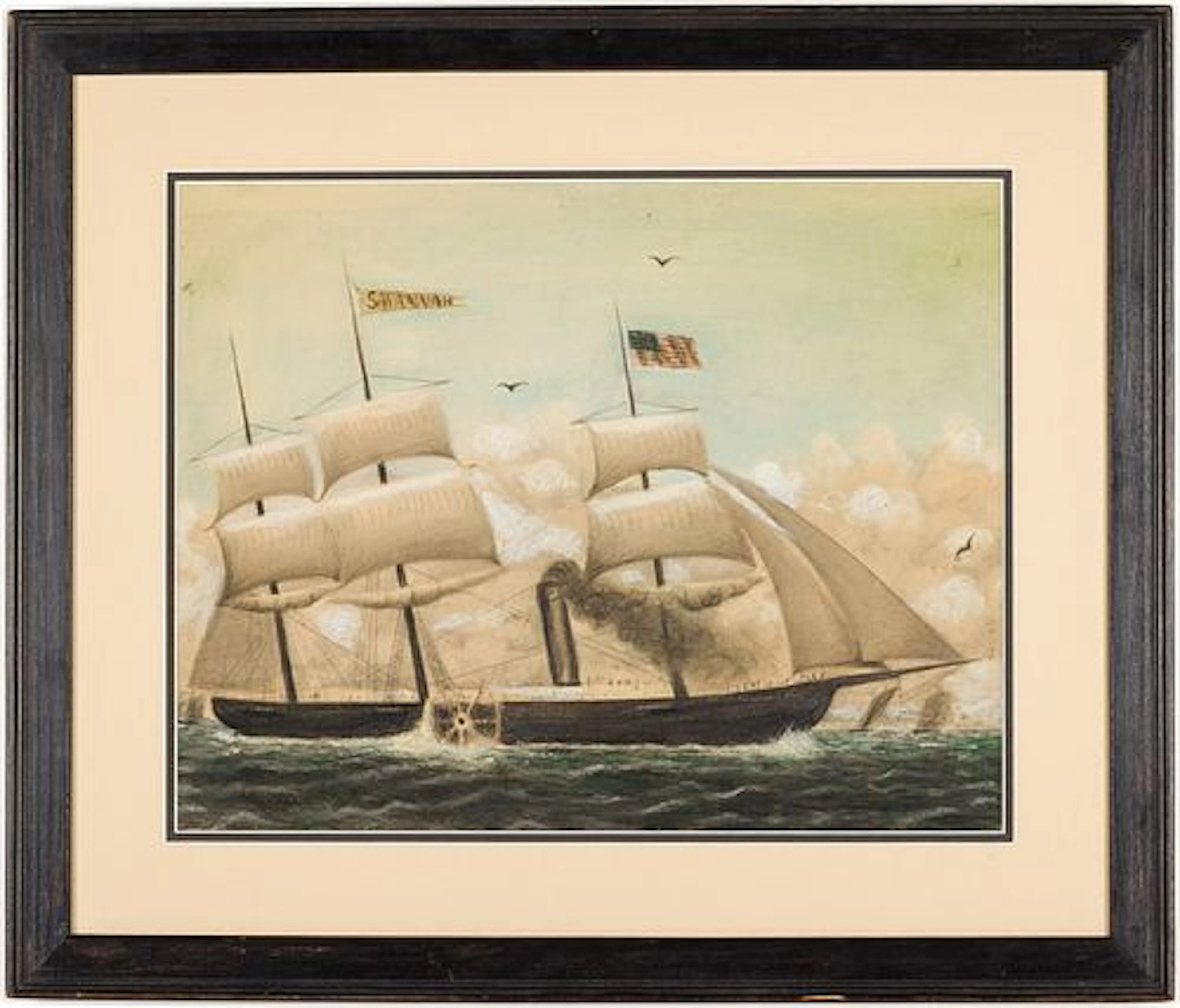Unsigned, Savannah Steamship, Pastel Drawing