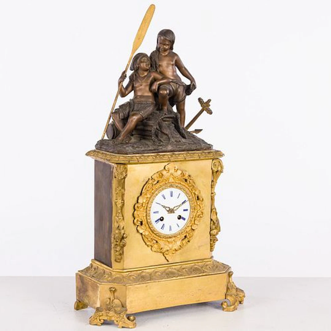 French Gilt Metal Mantle Clock, 19th Century