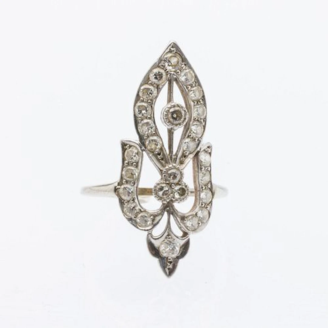 Art Deco Platinum and Diamond Ring, Size 6