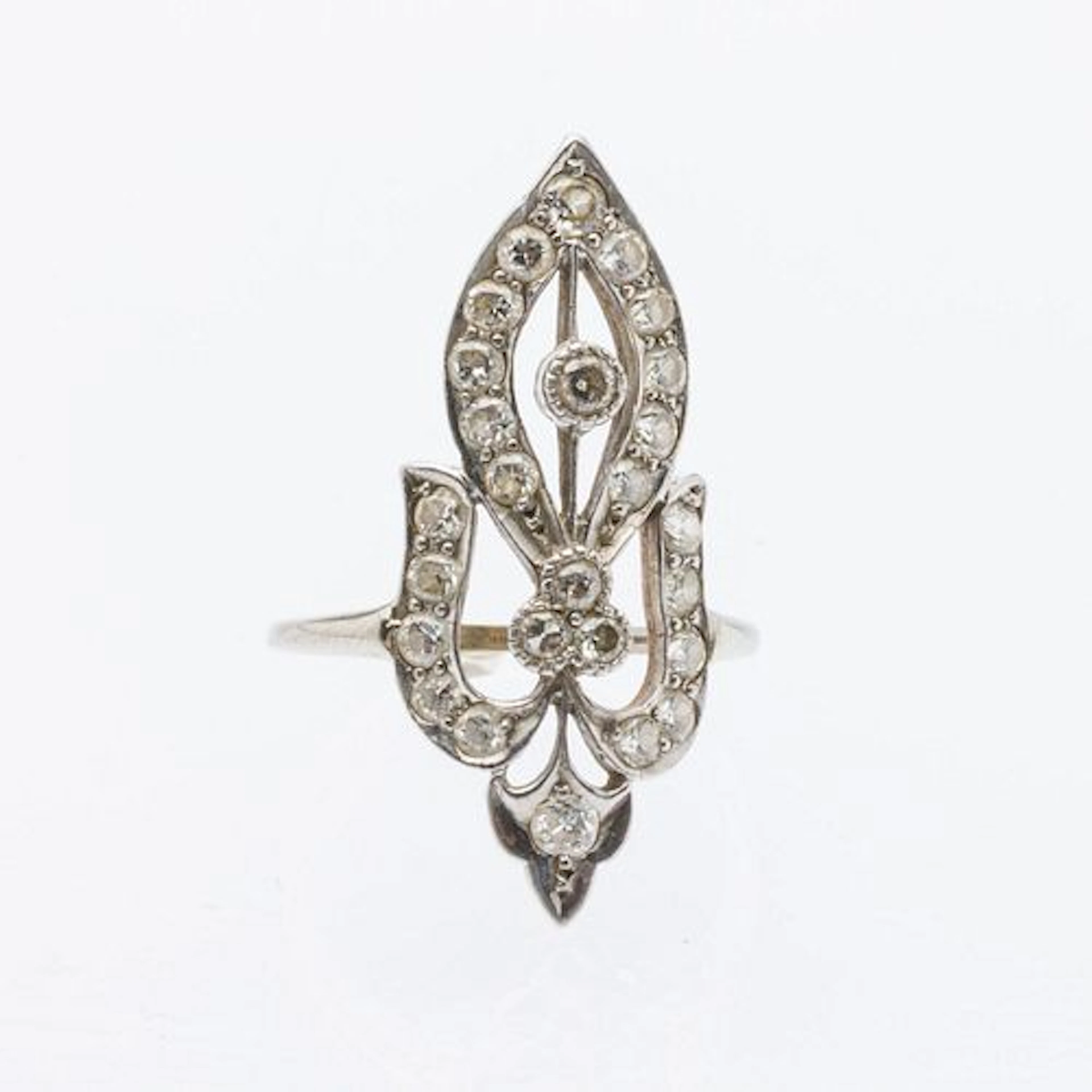 Art Deco Platinum and Diamond Ring, Size 6