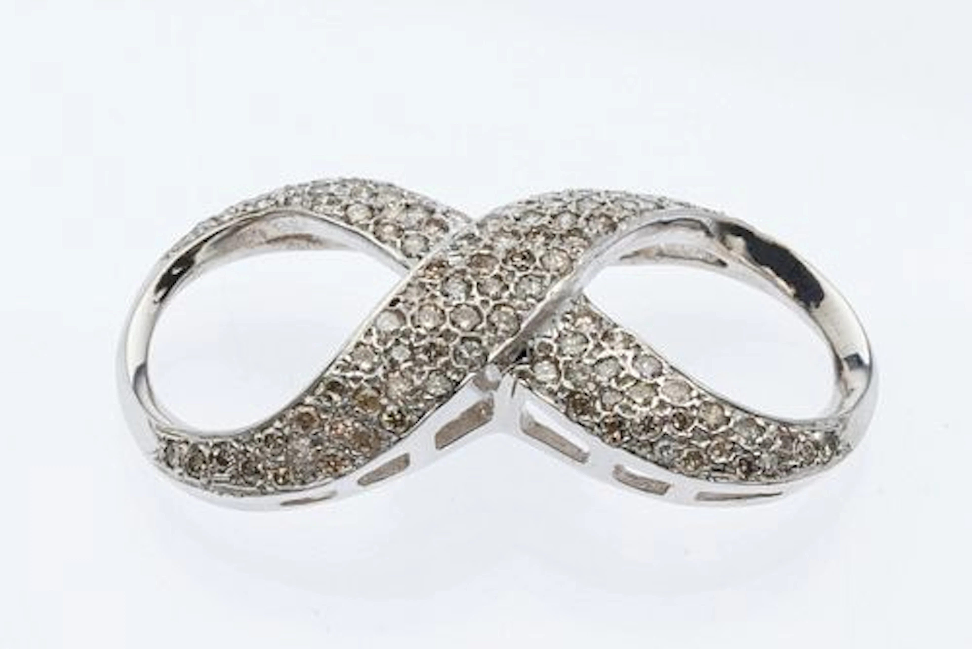 14K White Gold and Diamond Infinity Pendant