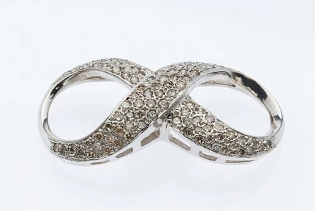 14K White Gold and Diamond Infinity Pendant