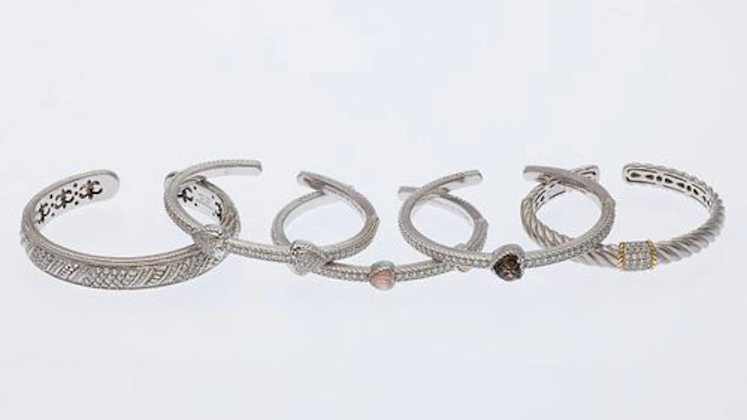 5 Judith Ripka Sterling Silver Bangle Bracelets