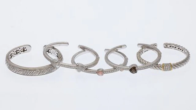 5 Judith Ripka Sterling Silver Bangle Bracelets