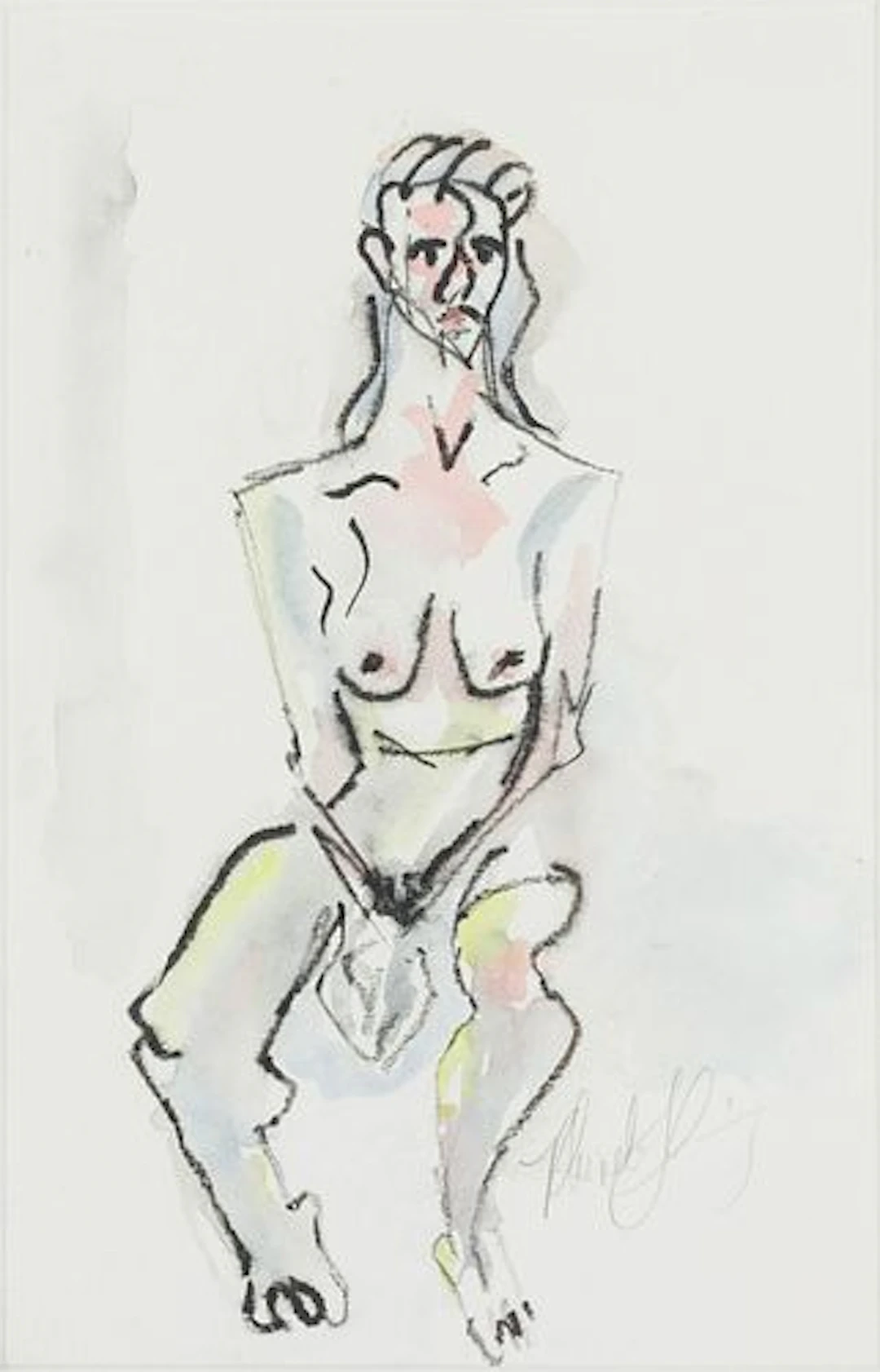 Illegibly Signed, Untitled, Watercolor on Paper