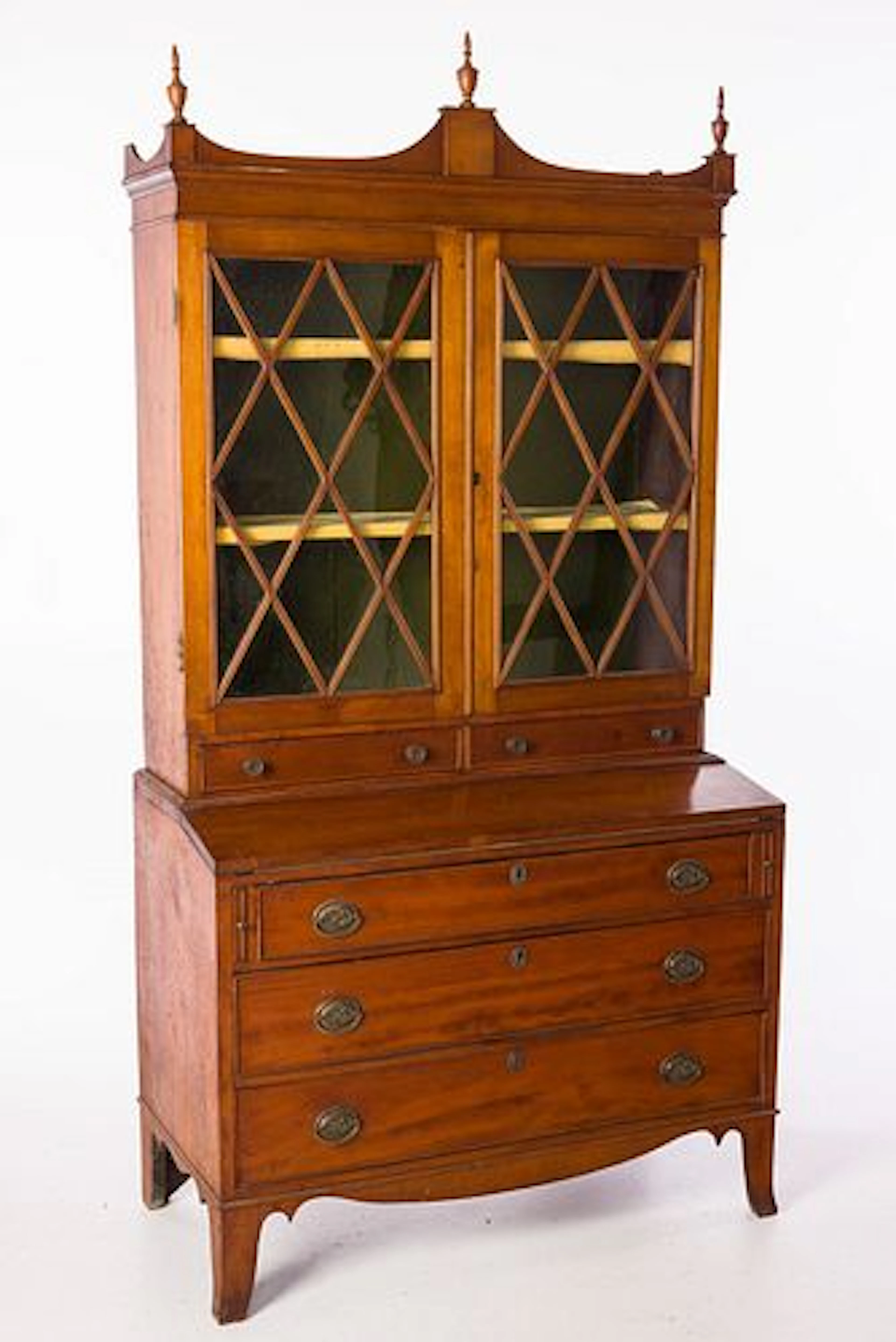 Federal Cherrywood Secretary Bookcase, c. 1810