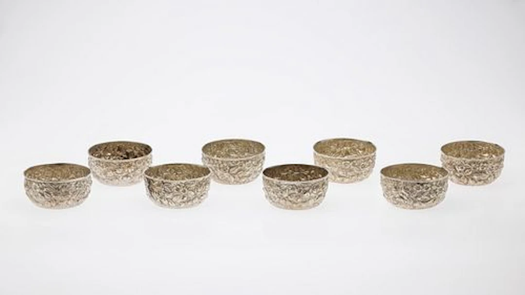 8 F. Bucher & Sons Sterling Repousse Fruit Bowls