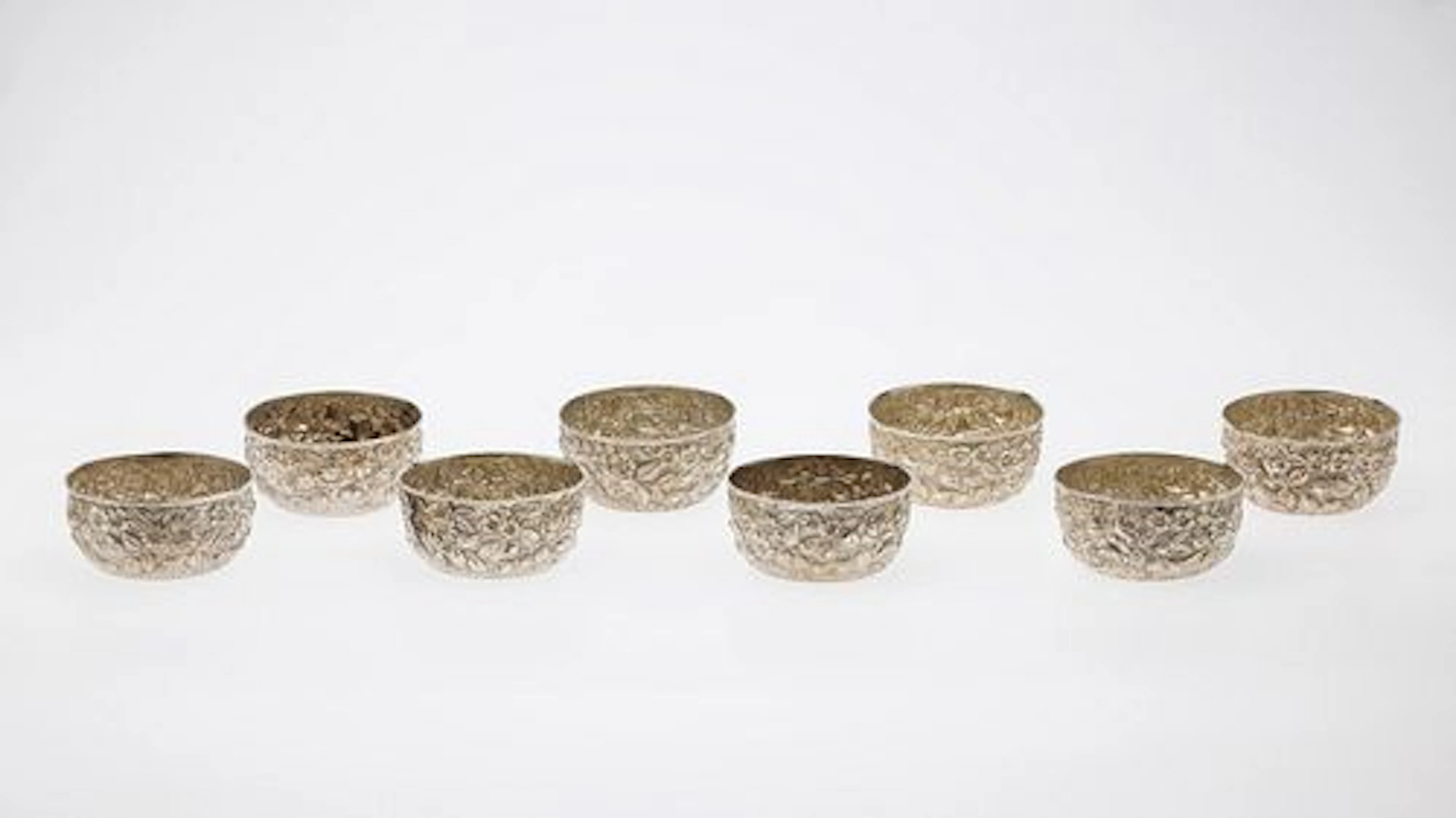 8 F. Bucher & Sons Sterling Repousse Fruit Bowls