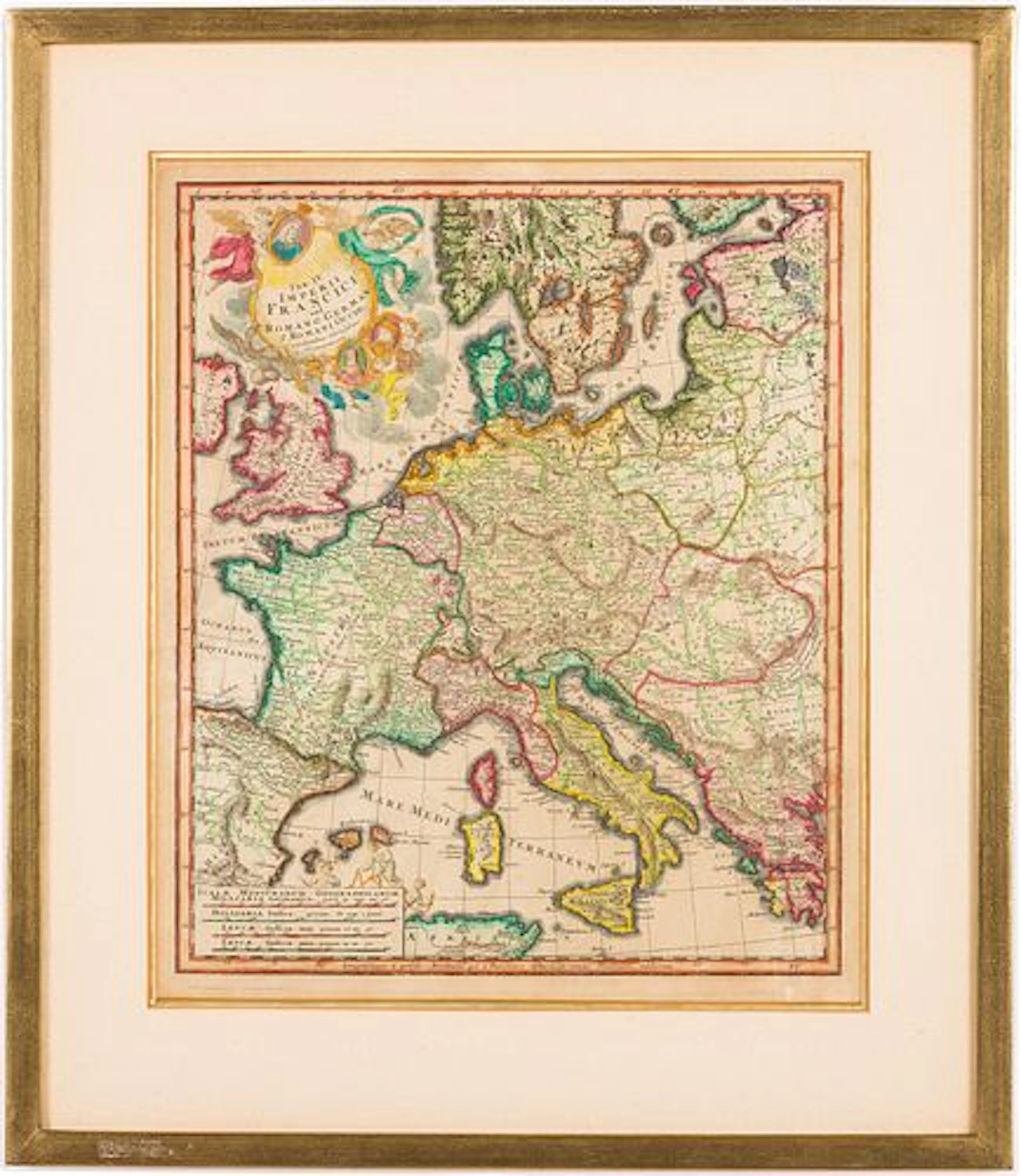 Homman Heirs, Hand-Colored Map of Europe, 18th C