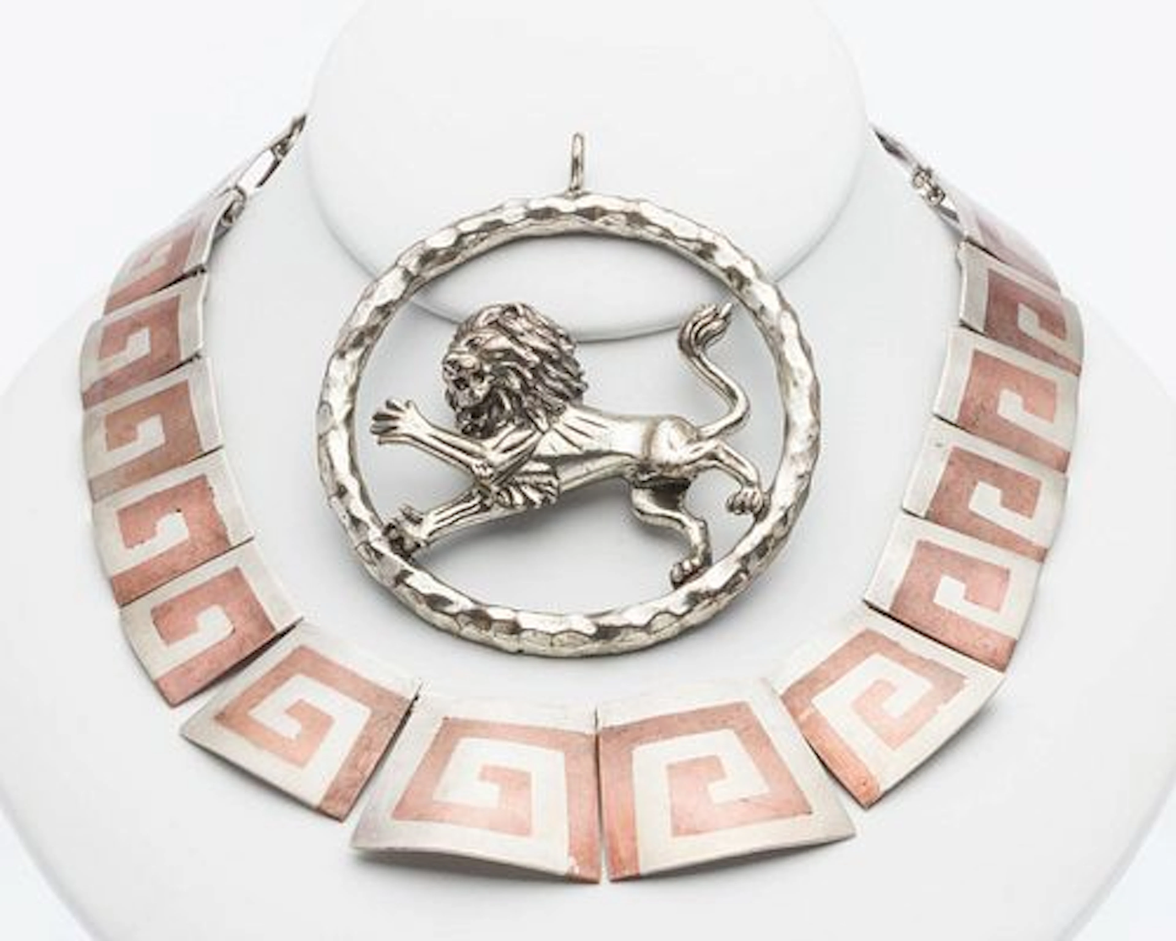 Sterling & Copper Necklace & Sterling Lion Pendant