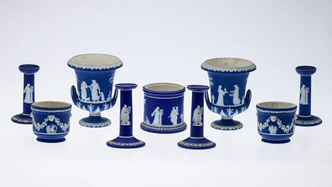 9 Pieces of Wedgwood Blue Jasperware Articles