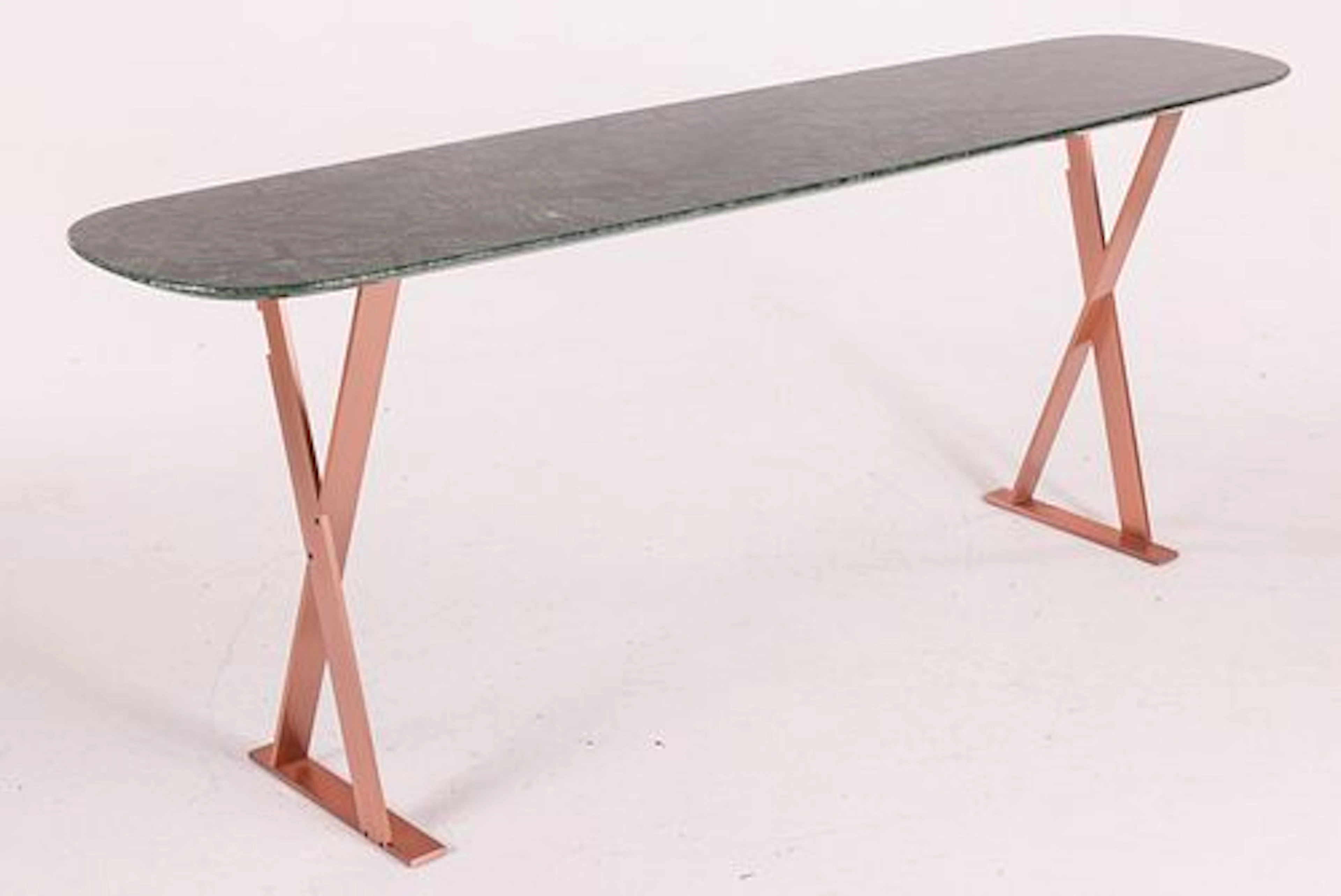 Maxalto Green Marble and Metal Console Table
