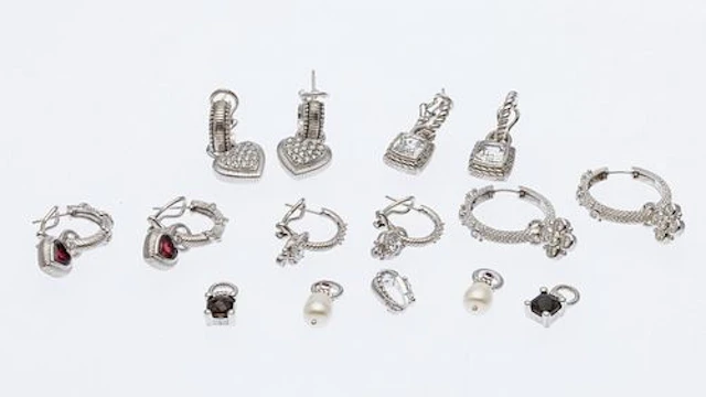 5 Judith Ripka Sterling Earrings with Charms
