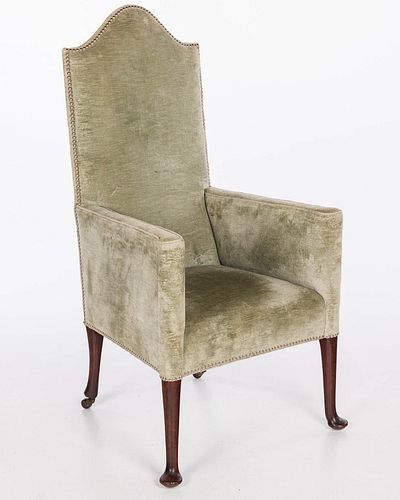 Queen Ann Style Velvet Upholstered Armchair