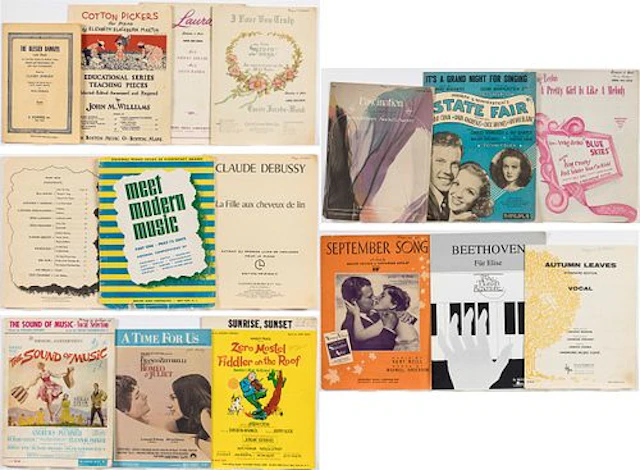 Group of Music Sheets and Other Paper Material