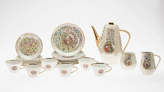 Luster Transfrware Coffee Set & Ironstone Lidded Urn