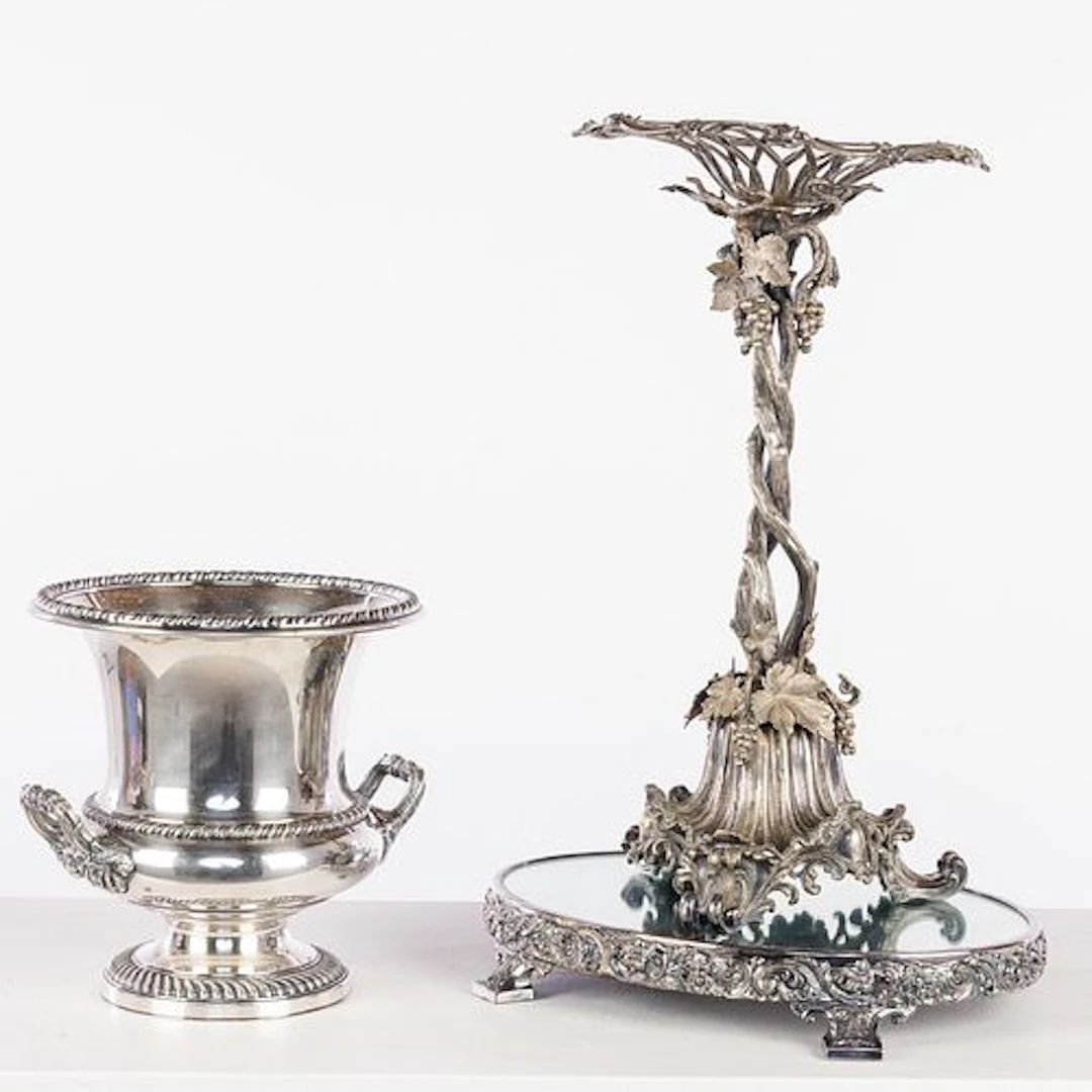 Silverplate Centerpiece, Champagne Bucket & Stand