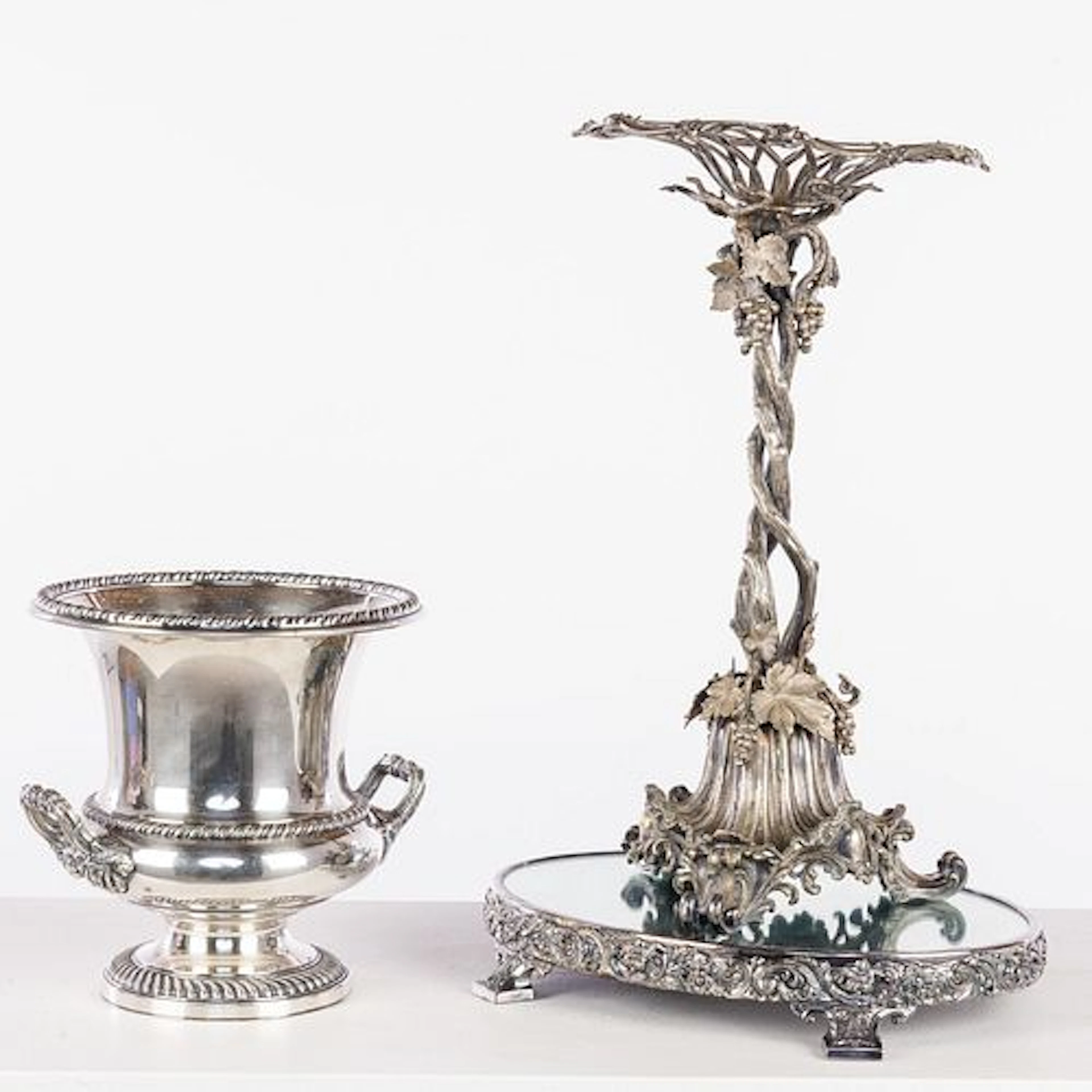 Silverplate Centerpiece, Champagne Bucket & Stand