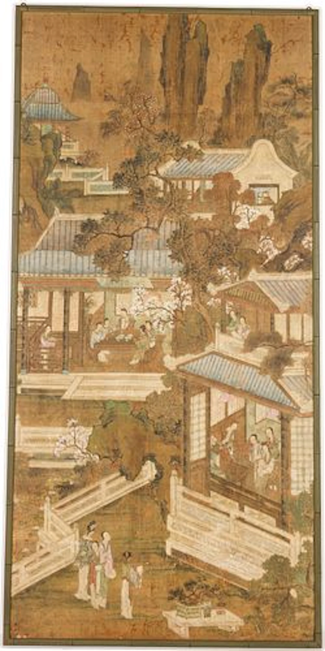 Chinese Painted Wall Panel, Probably 18th century