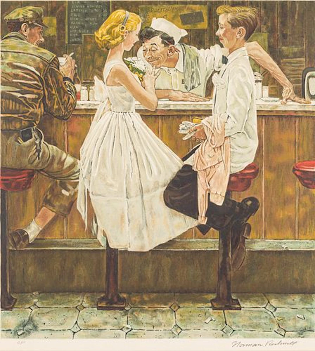 Norman Rockwell (1894-1978), After the Prom, Litho