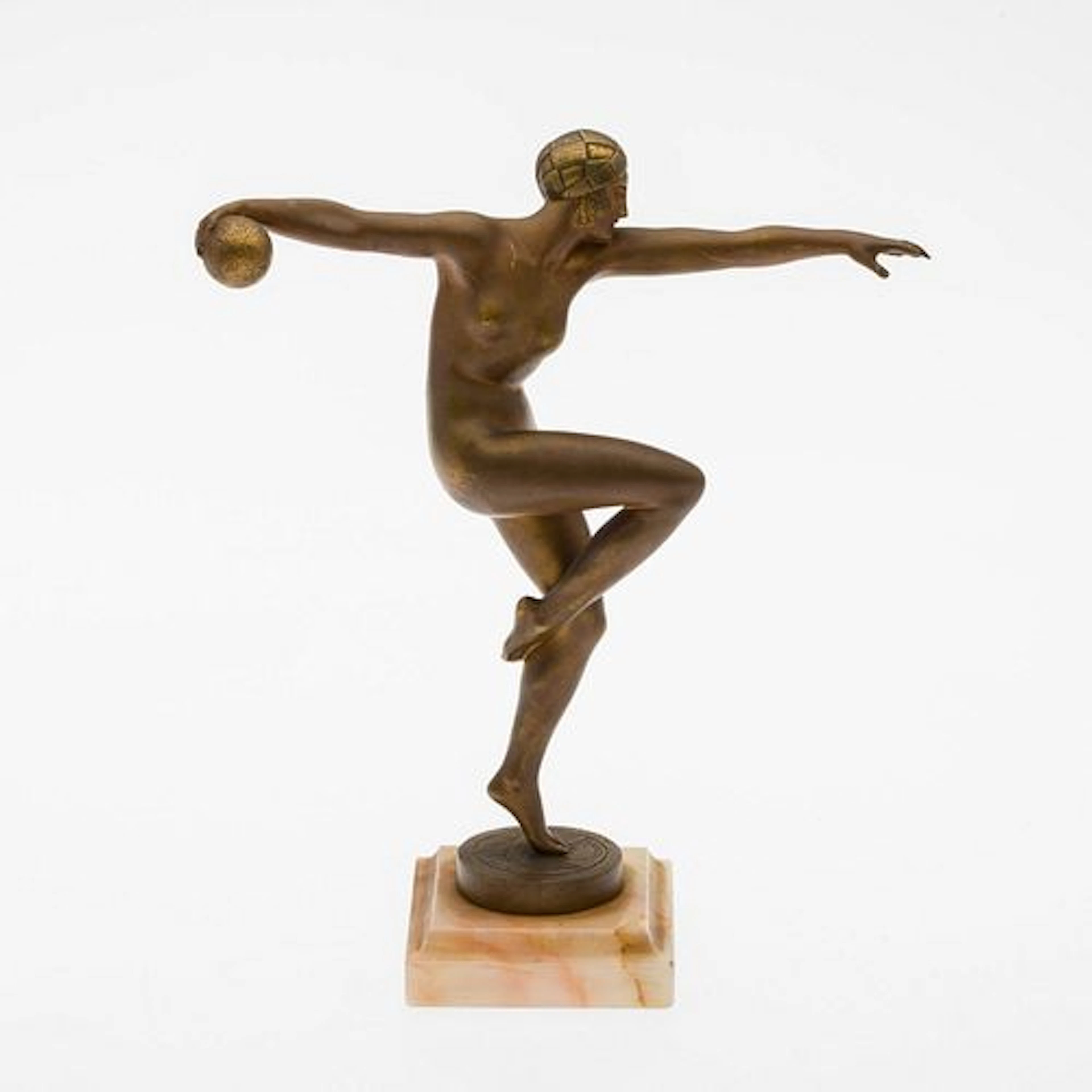 Maurice Guiraud-Riviere, Dancer w Ball, Gilt-Bronze