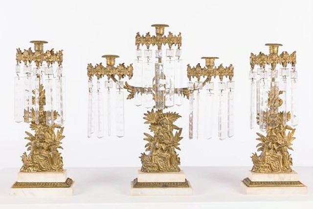 American Rococo Revival 3 Piece Girandole Set
