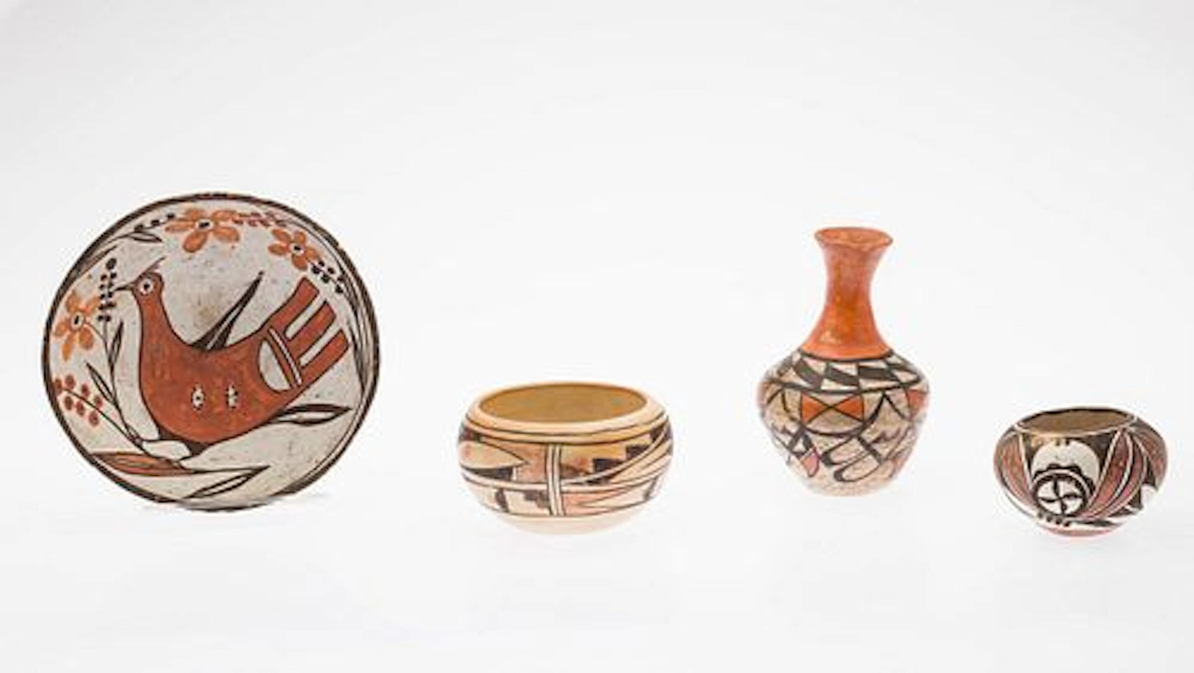 4 Native American Polychrome Vessels, 20th C