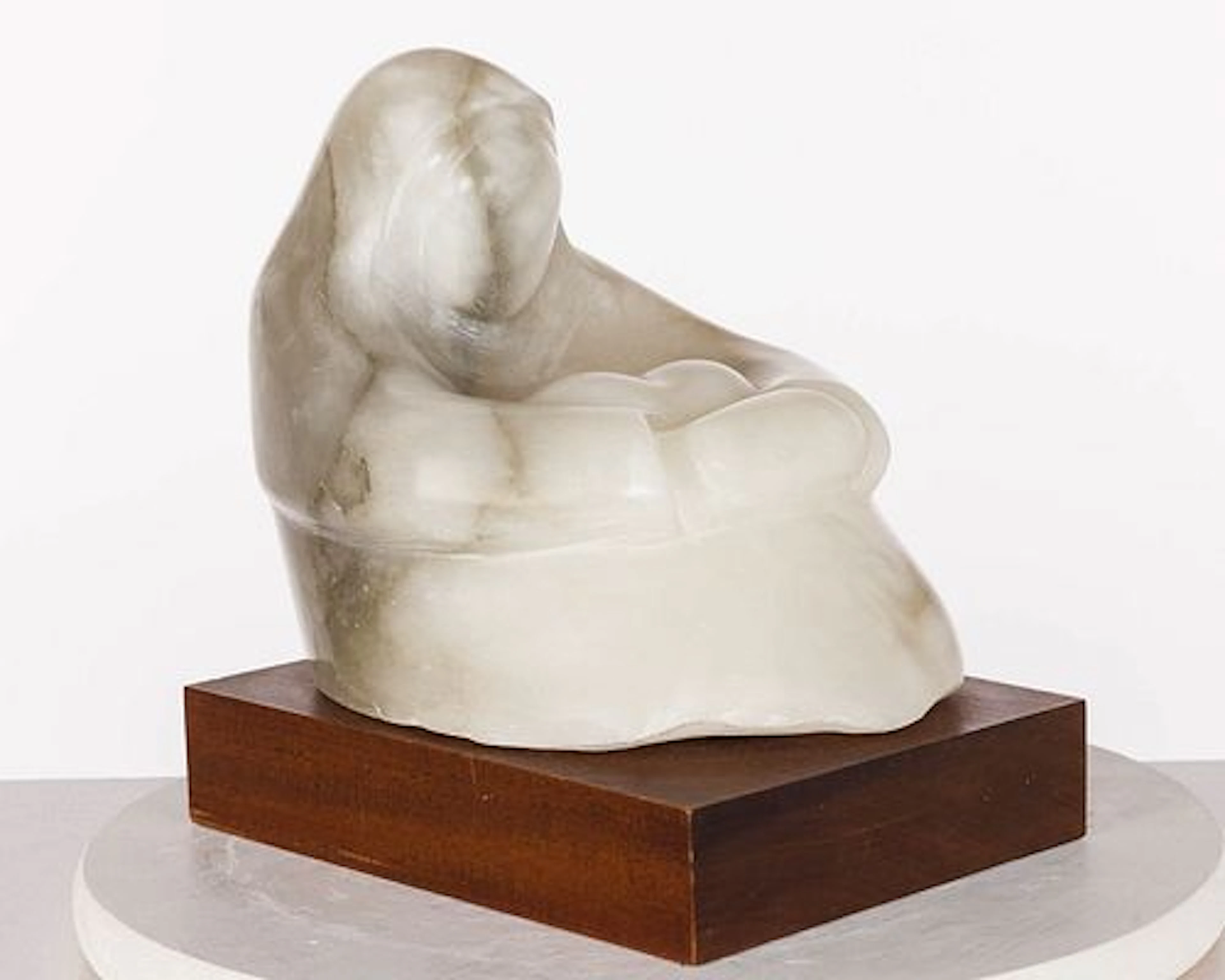 Agate Sculpture of a Seated Woman, Unsigned