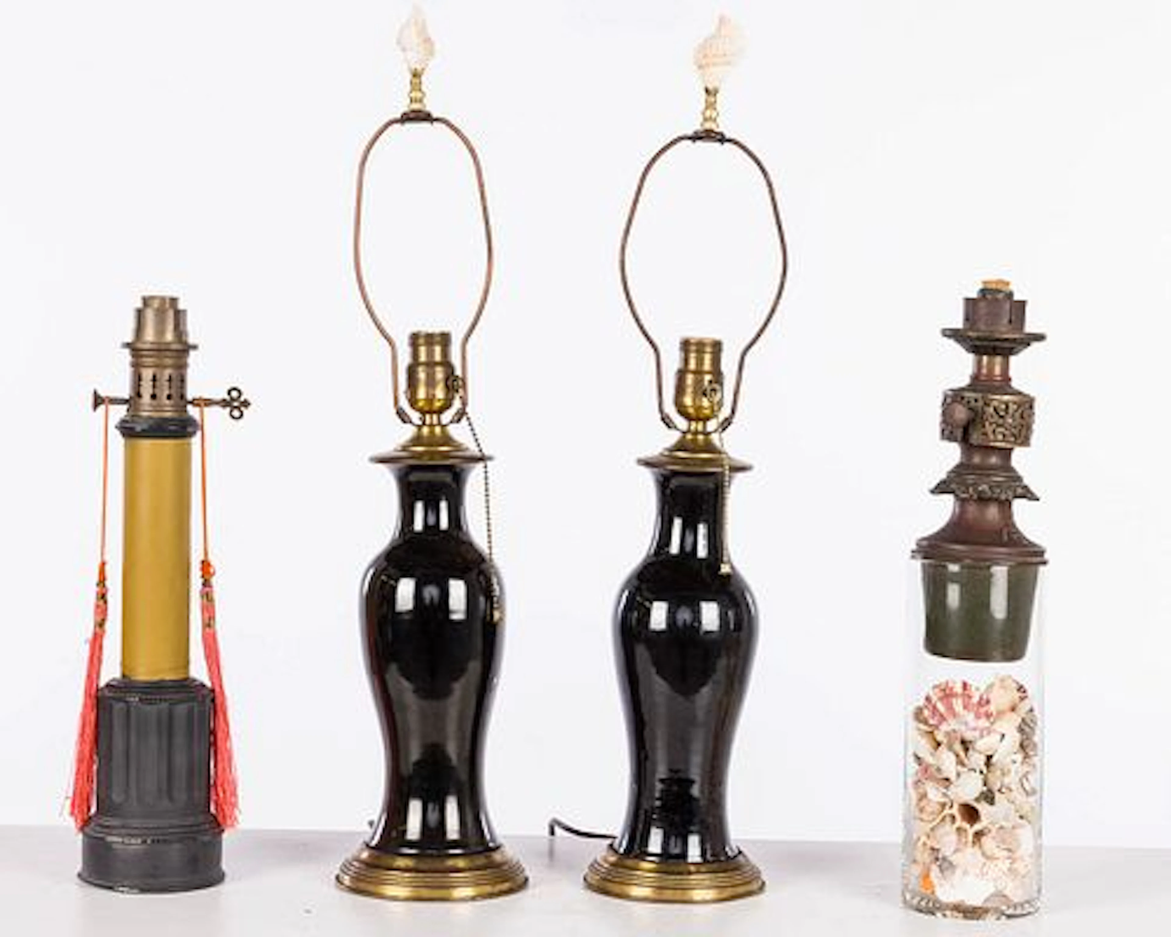 Pair of Vase Lamps, Metal Lamps, and Asian Gas Lamp