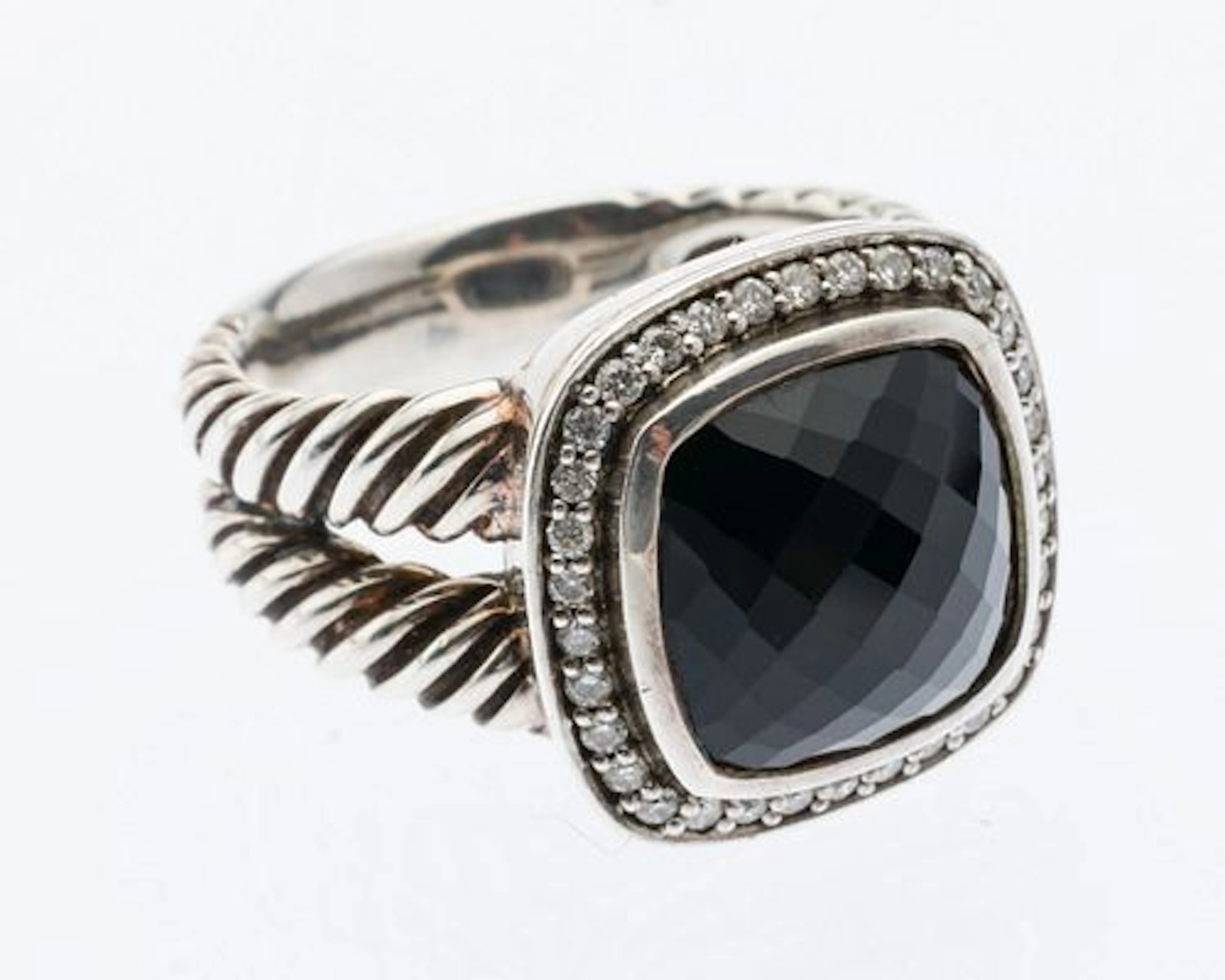 David Yurman Onyx & Diamond Sterling Albion Ring