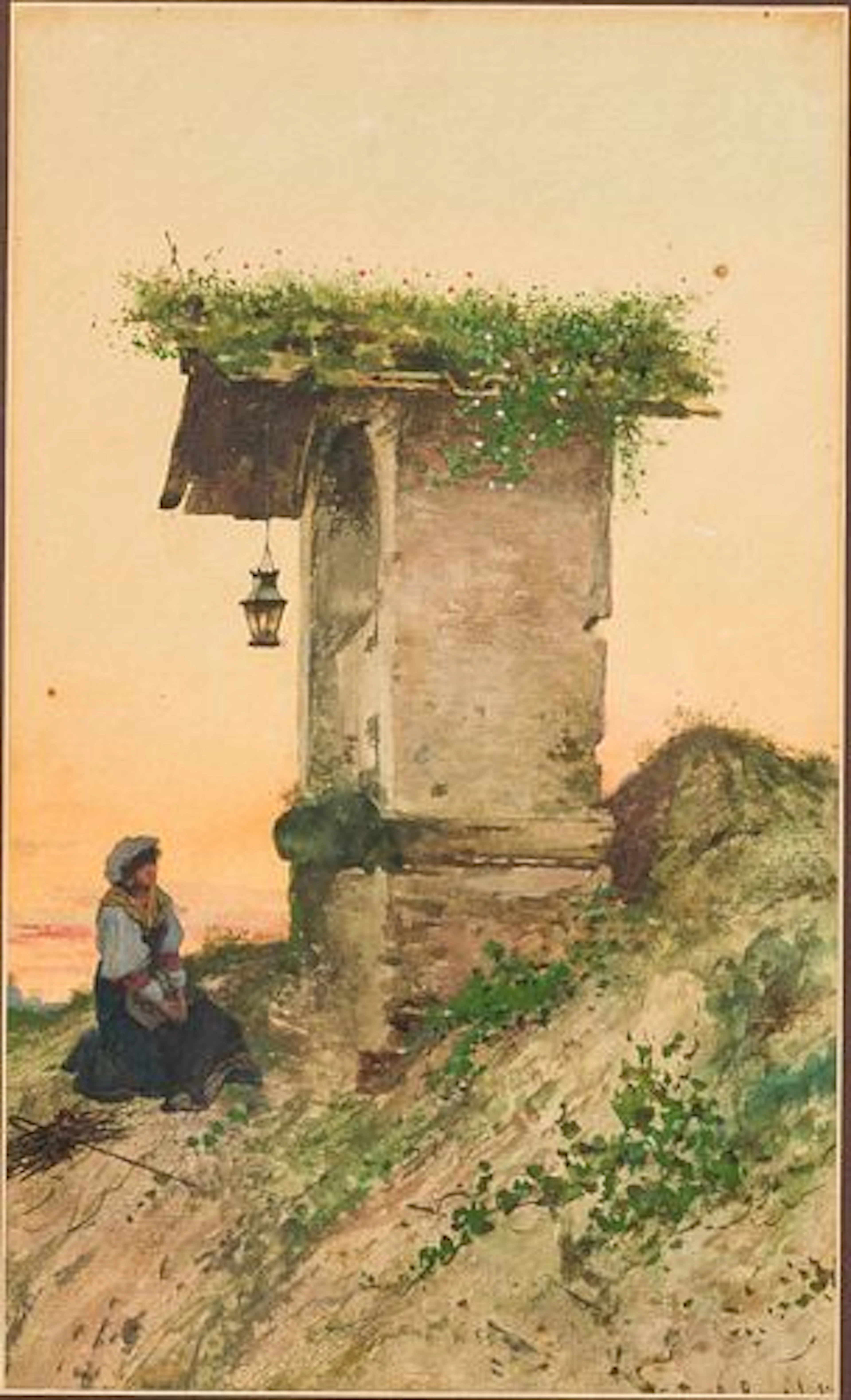 Guerrino Guardabassi (1841-1893) Figure & Shrine W/C