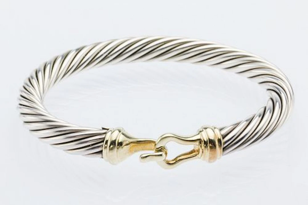 David Yurman Sterling & 14K Buckle Cable Bracelet