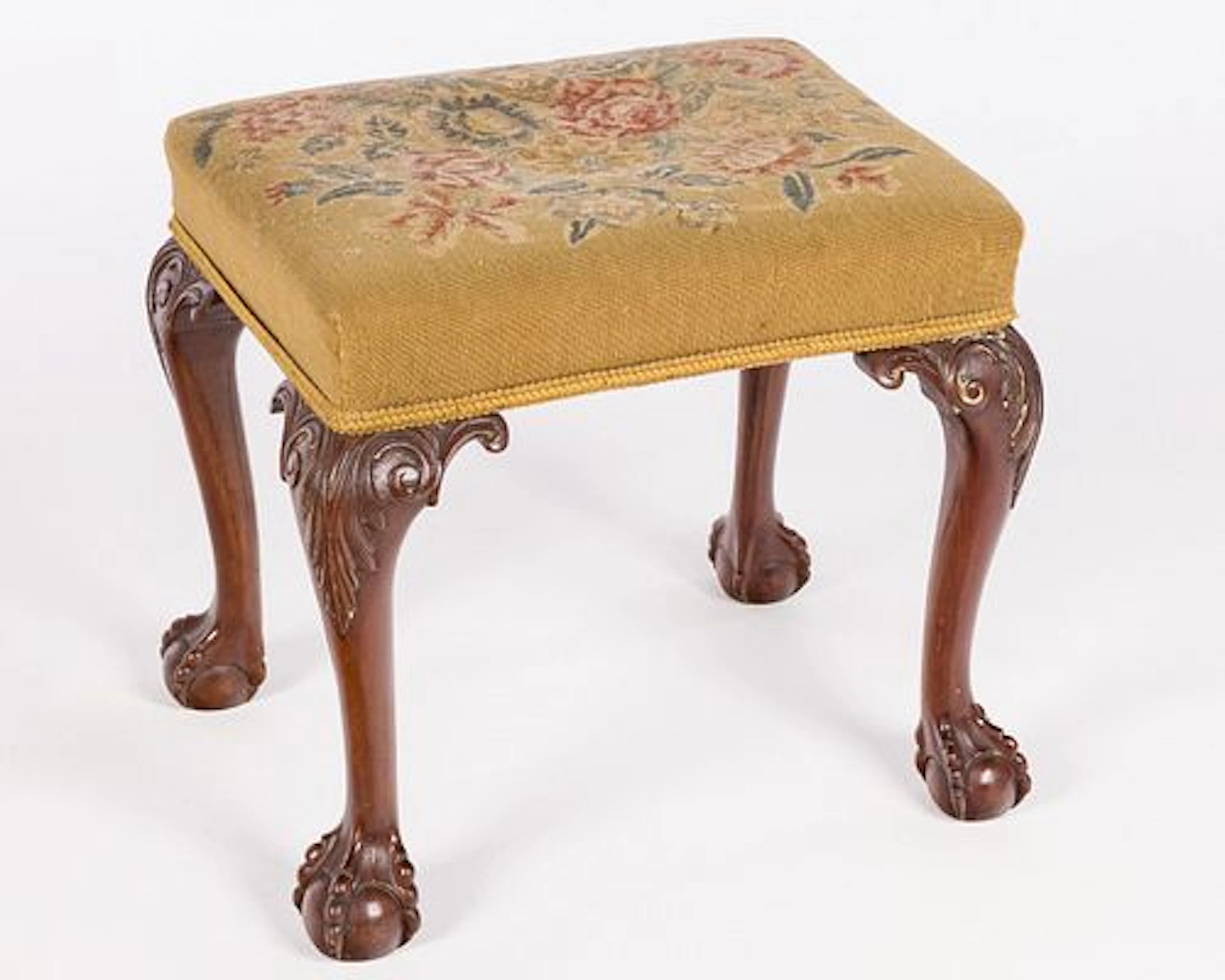 George II Style Needlepoint Upholstered Stool
