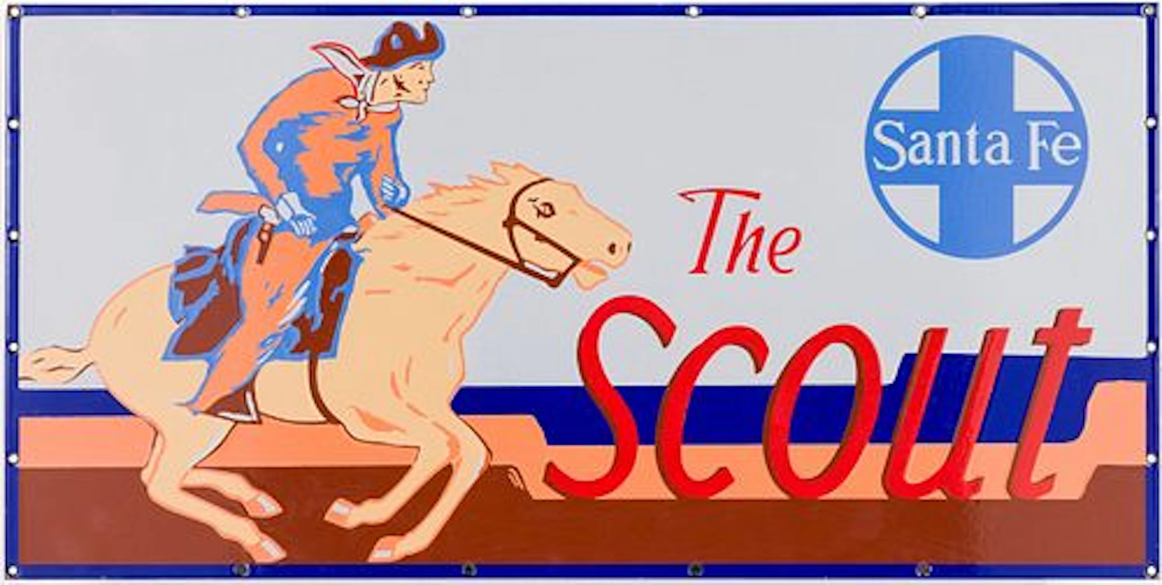 Rare 7 Color Porcelain Sign The Santa Fe Scout