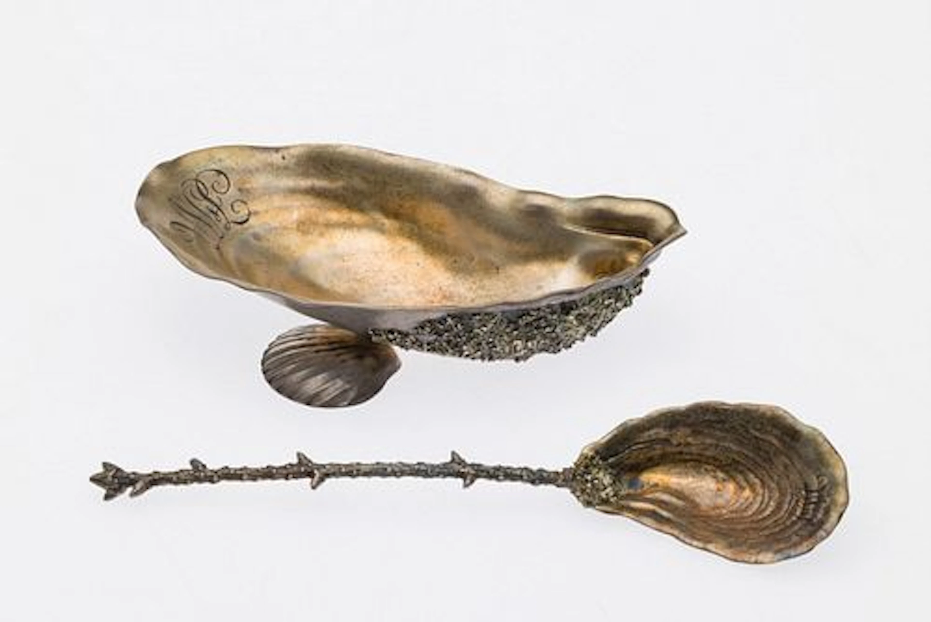 Gorham Sterling Oyster-Form Sauce Boat with Spoon